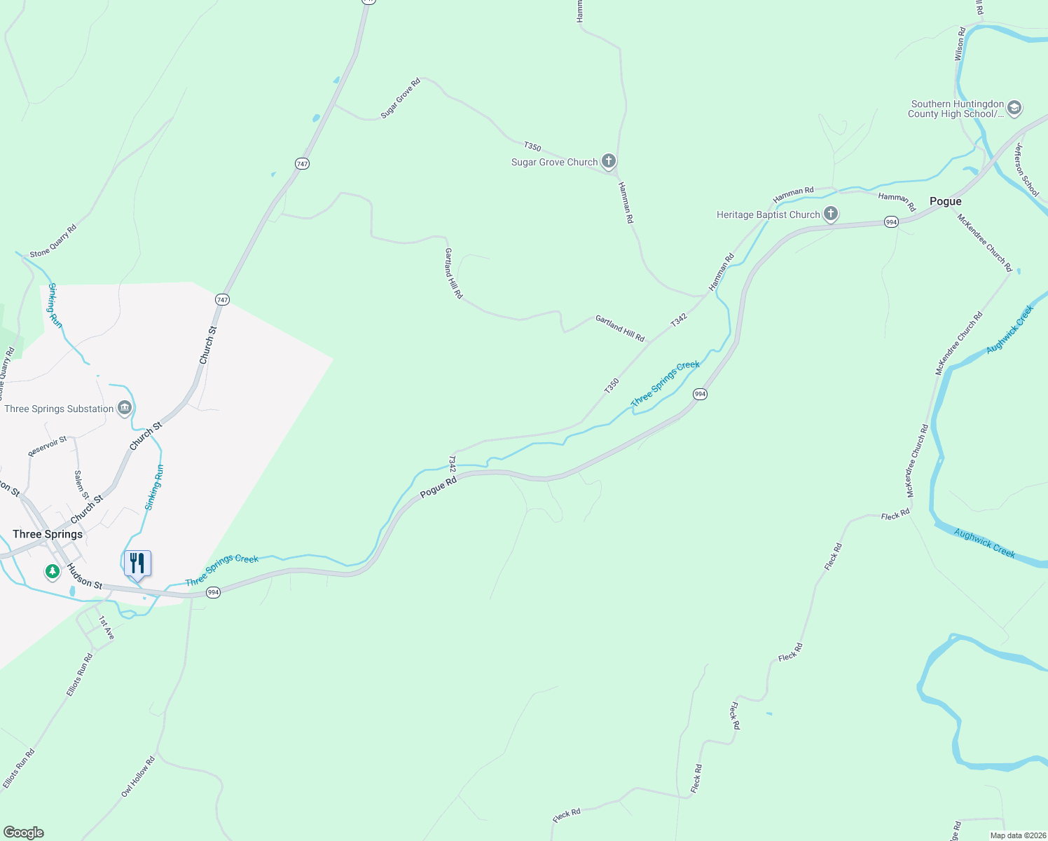 map of restaurants, bars, coffee shops, grocery stores, and more near 20992 Spring Creek Road in Three Springs