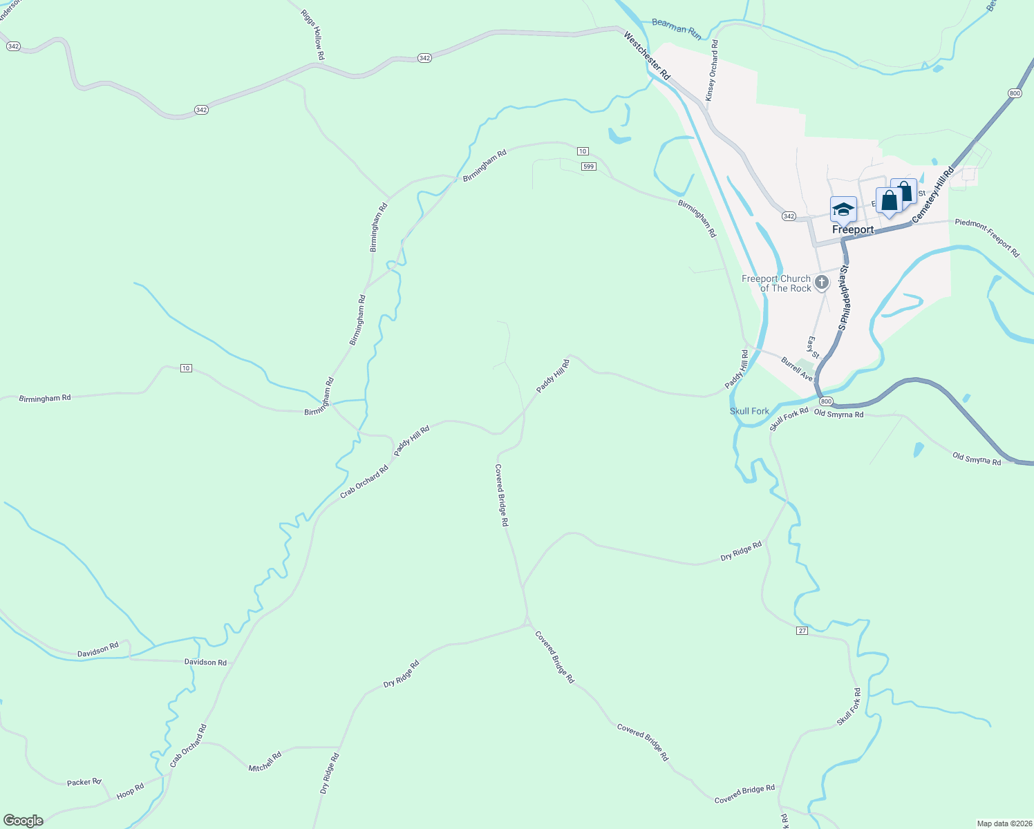 map of restaurants, bars, coffee shops, grocery stores, and more near 29601 Covered Bridge Road in Freeport