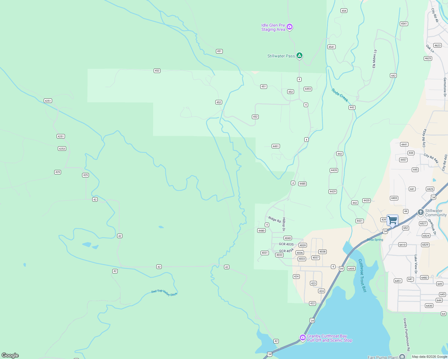 map of restaurants, bars, coffee shops, grocery stores, and more near 759 County Road 4480 in Grand Lake