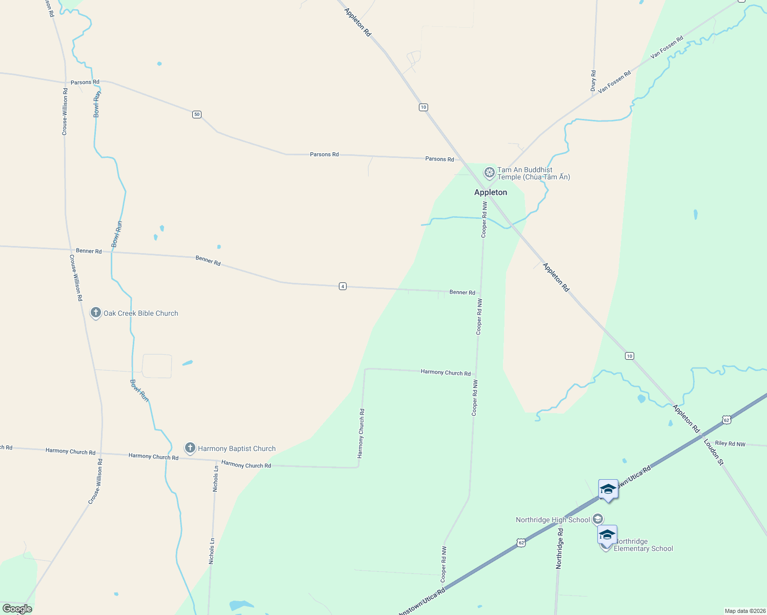 map of restaurants, bars, coffee shops, grocery stores, and more near 6971 Benner Road in Johnstown