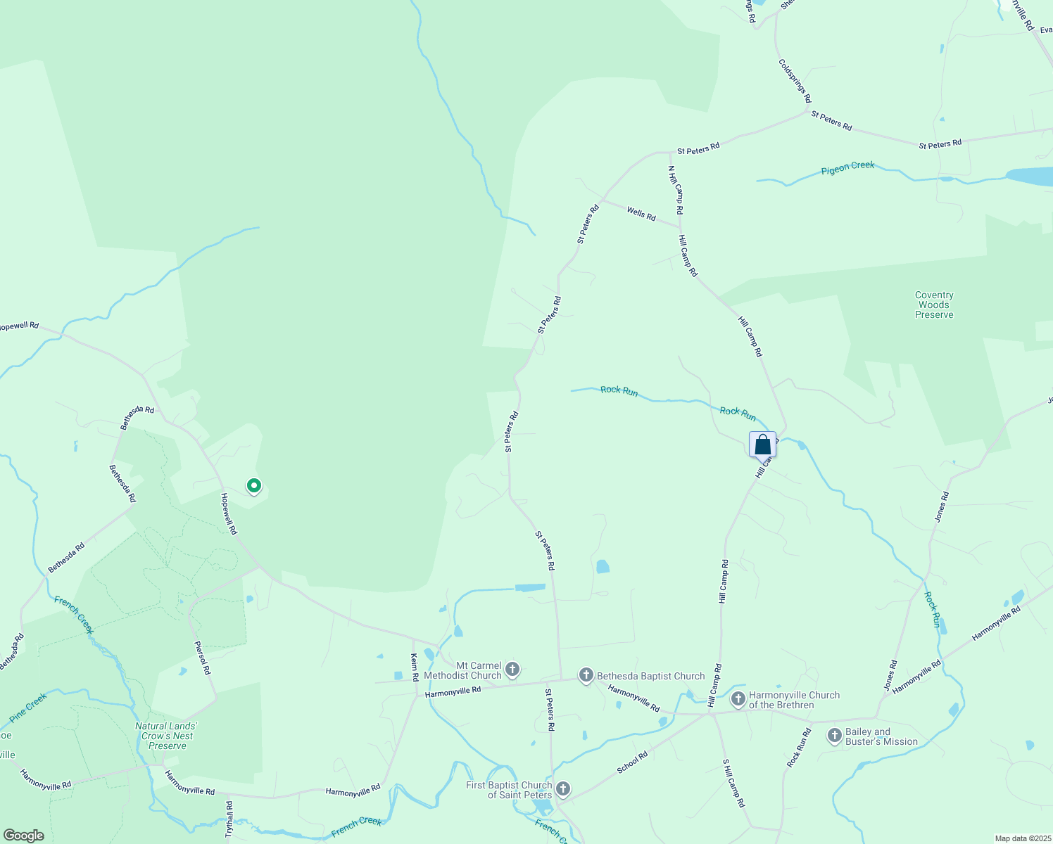map of restaurants, bars, coffee shops, grocery stores, and more near 2472 Saint Peters Road in Pottstown