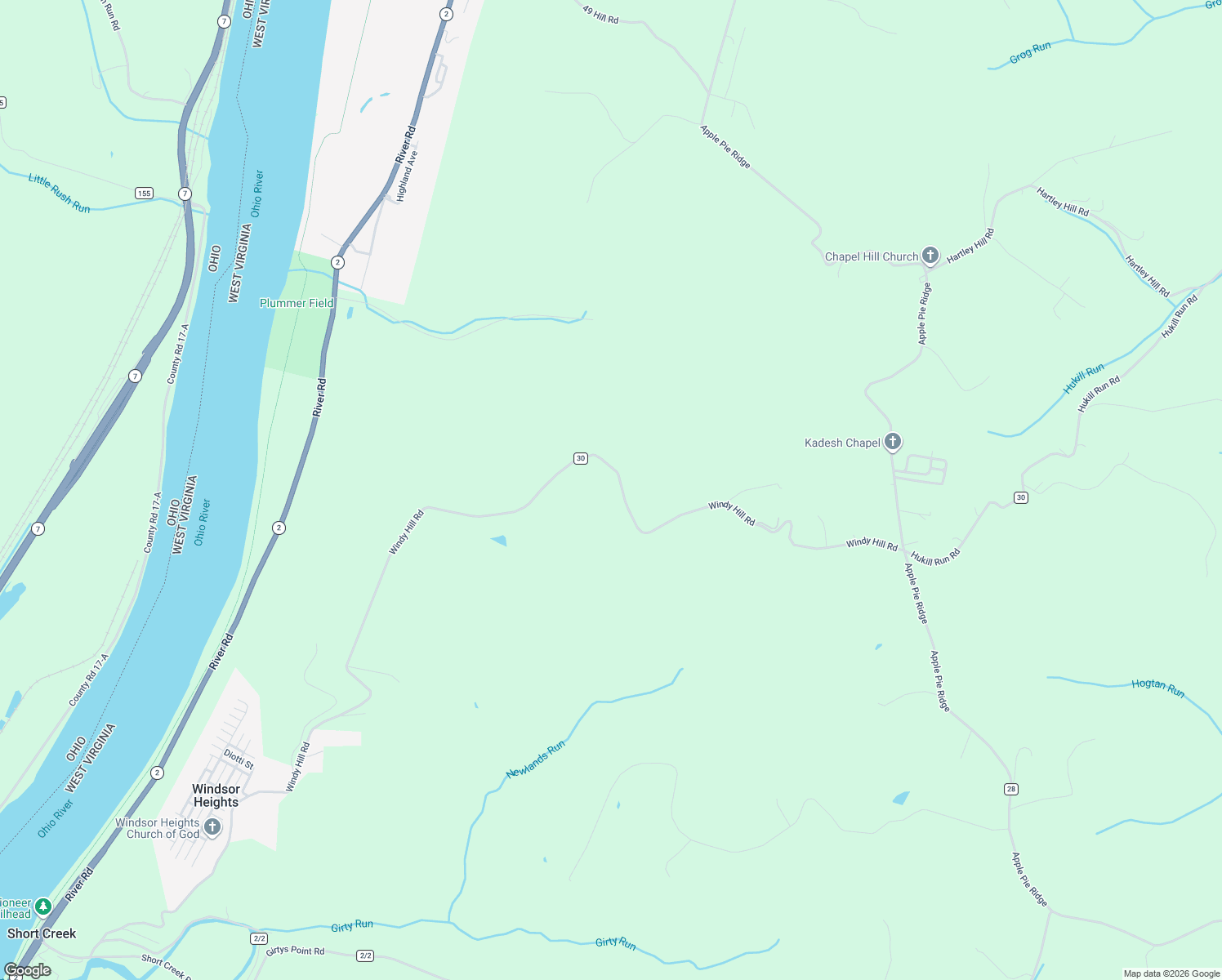 map of restaurants, bars, coffee shops, grocery stores, and more near 2496 Windy Hill Road in Wellsburg