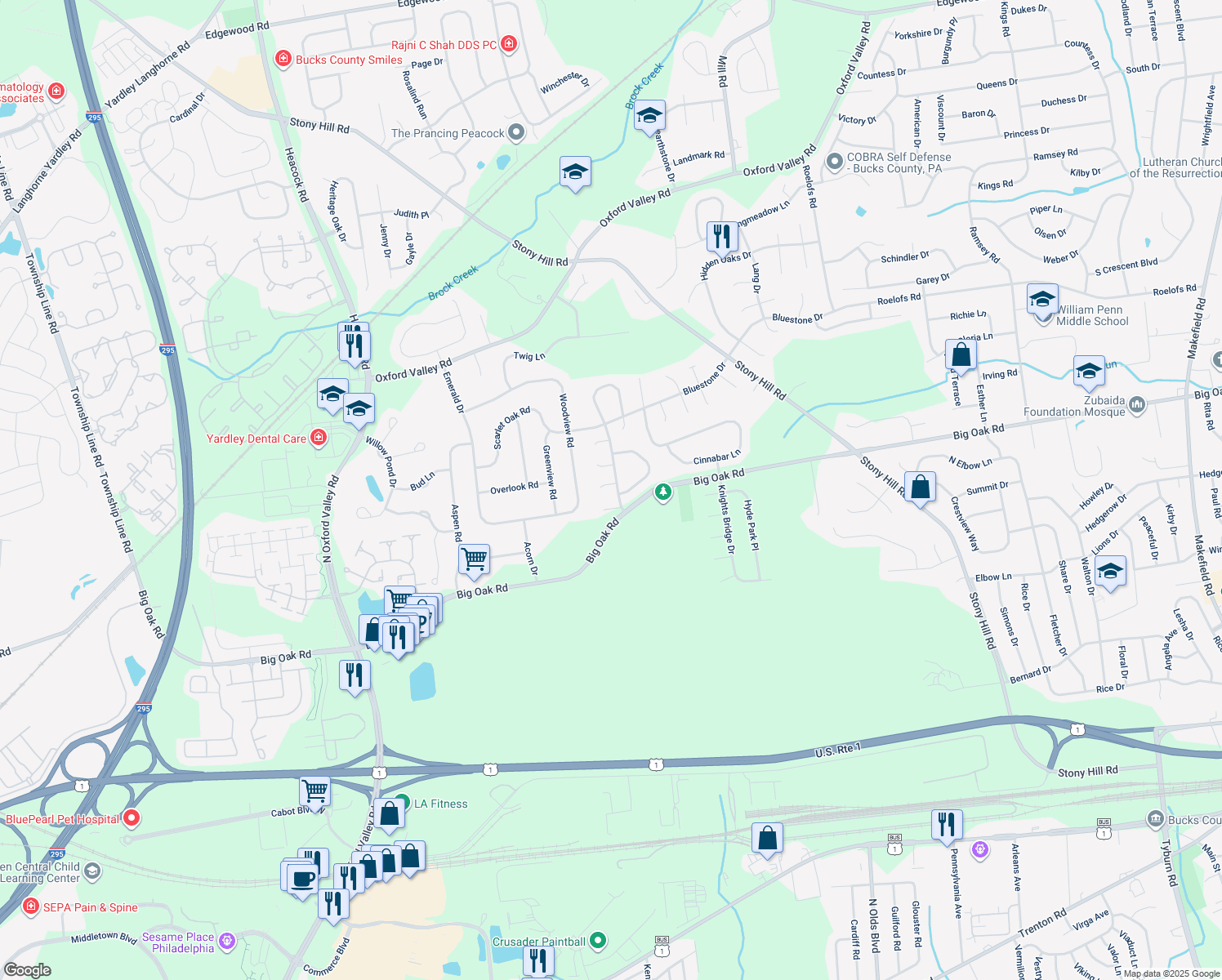 map of restaurants, bars, coffee shops, grocery stores, and more near 1355 Violetwood Court in Morrisville