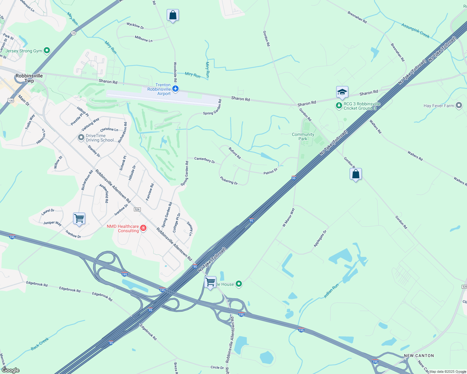map of restaurants, bars, coffee shops, grocery stores, and more near 28 Pickering Dr in Robbinsville
