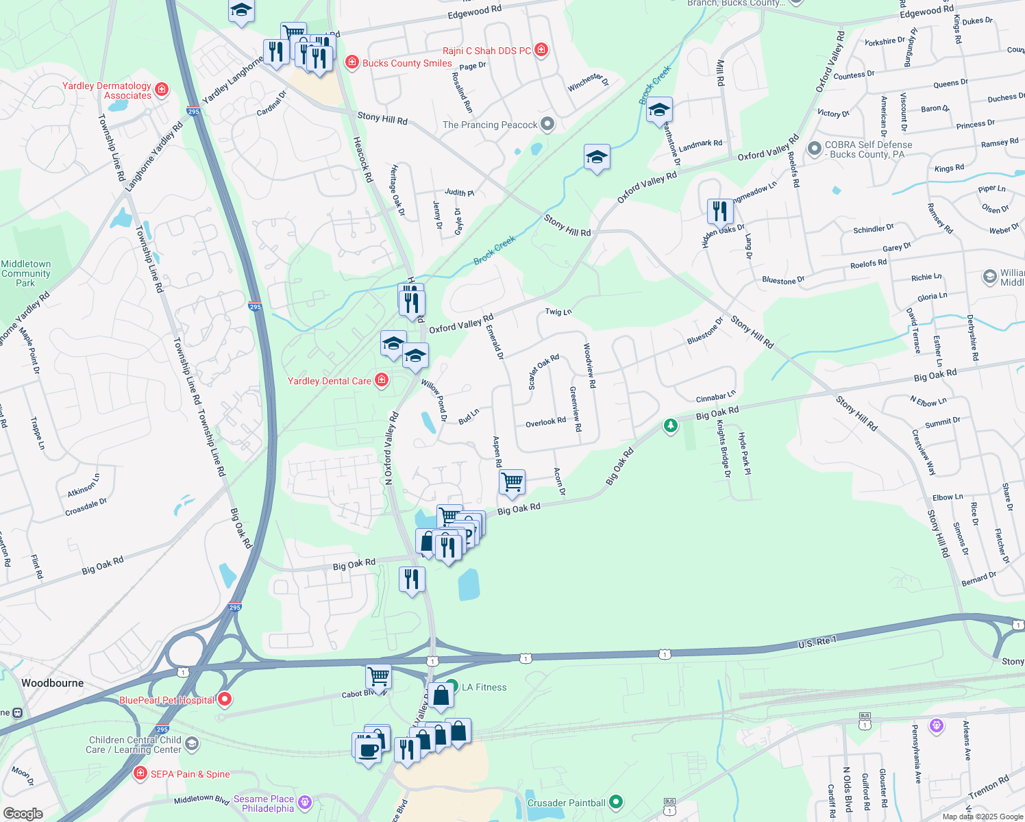 map of restaurants, bars, coffee shops, grocery stores, and more near 275 Emerald Drive in Morrisville