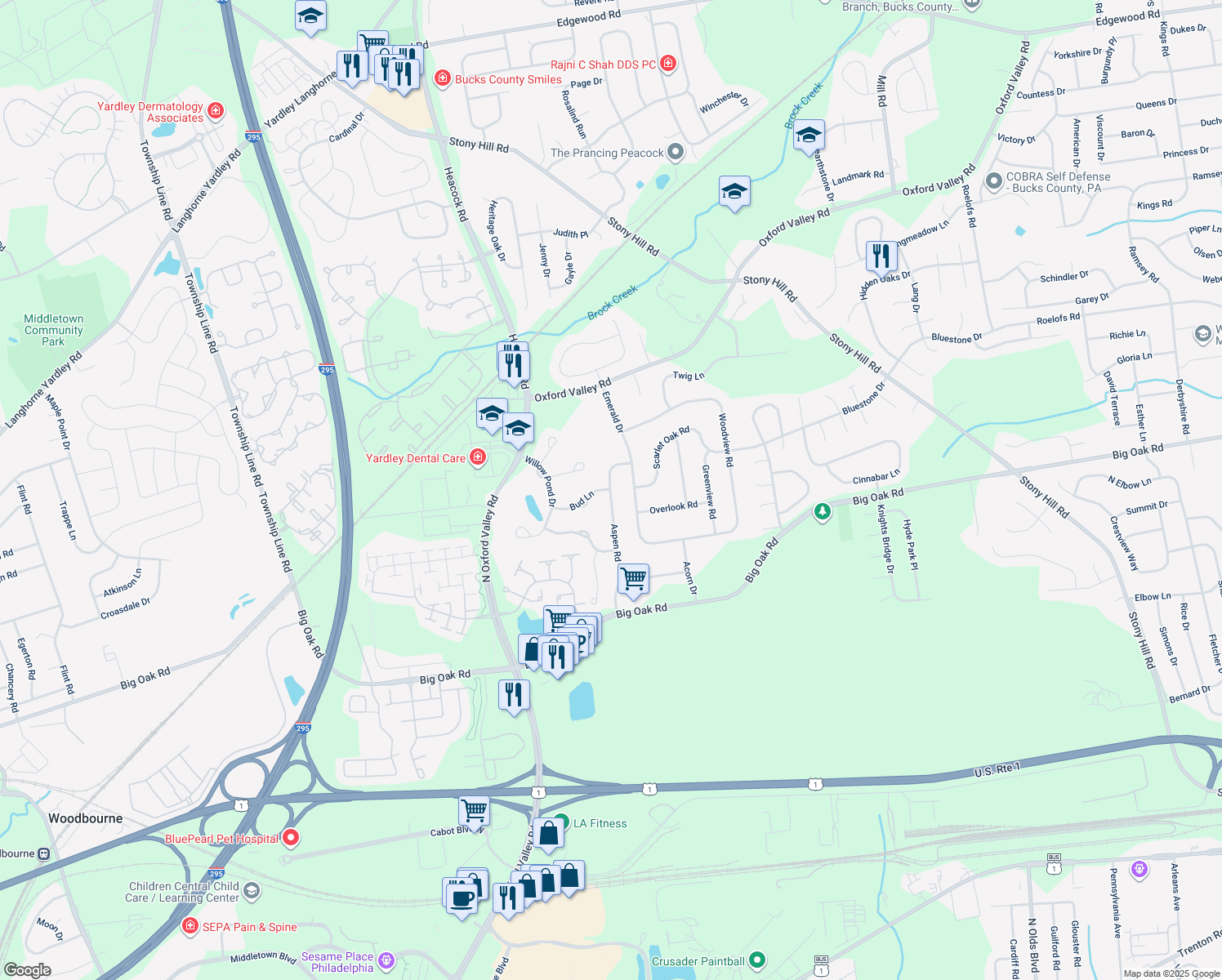 map of restaurants, bars, coffee shops, grocery stores, and more near 270 Aspen Road in Morrisville