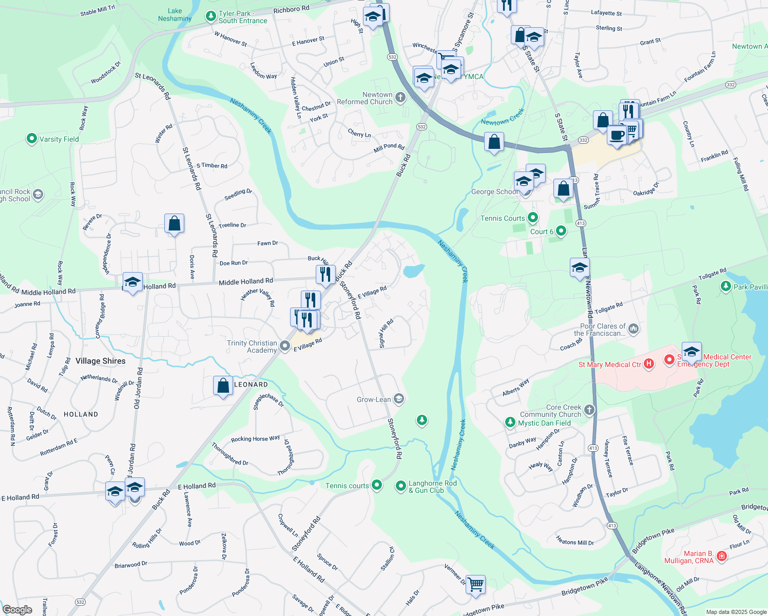 map of restaurants, bars, coffee shops, grocery stores, and more near 3241 Durham Place in Southampton