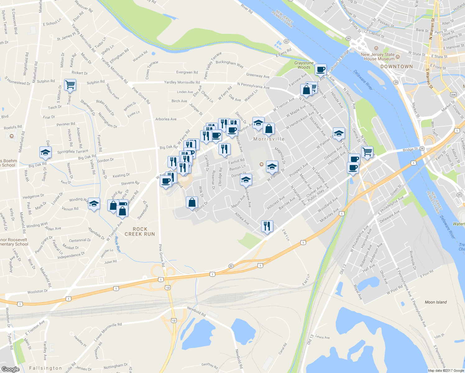 map of restaurants, bars, coffee shops, grocery stores, and more near 569 Sherman Lane in Morrisville