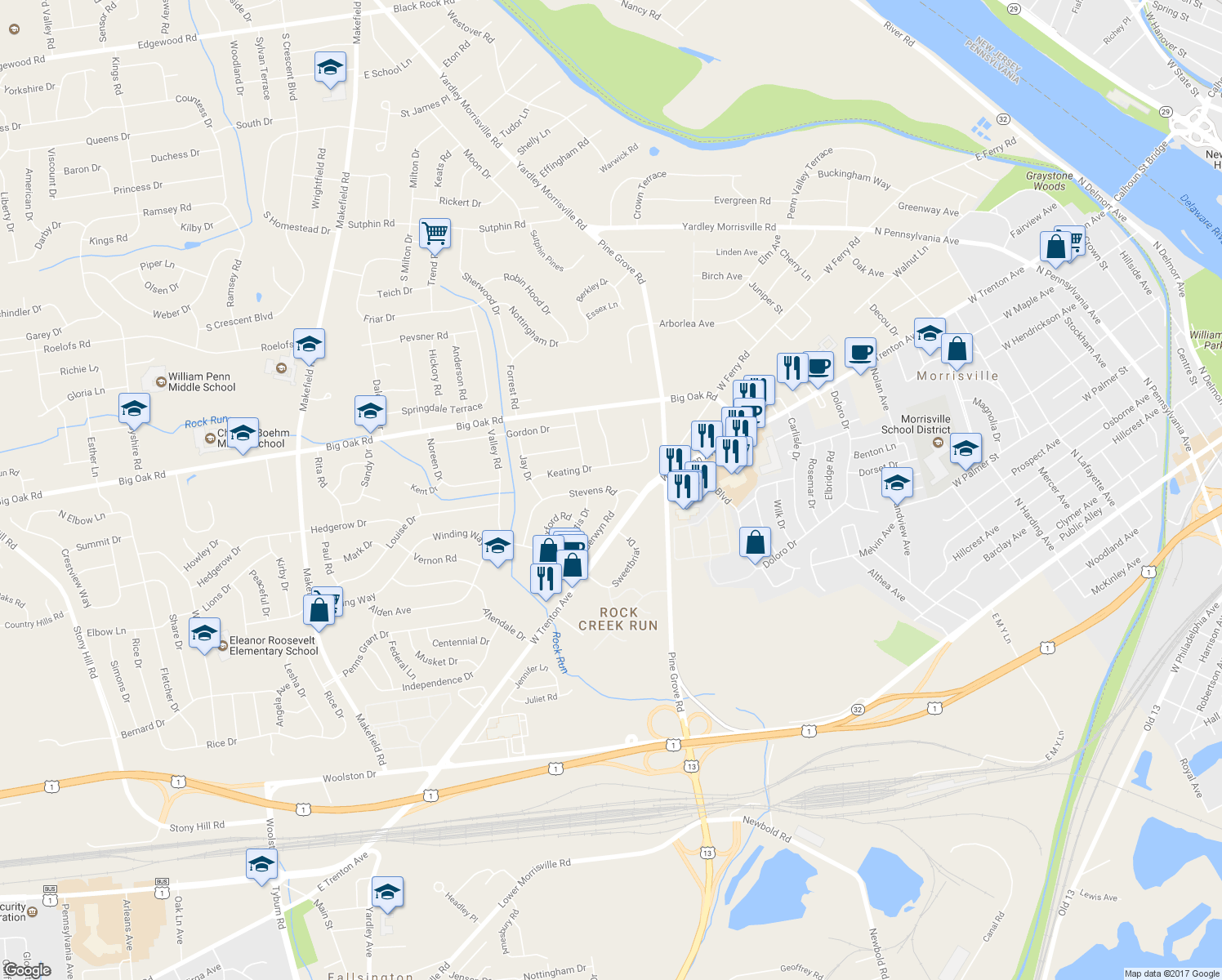 map of restaurants, bars, coffee shops, grocery stores, and more near 544 Stevens Road in Morrisville