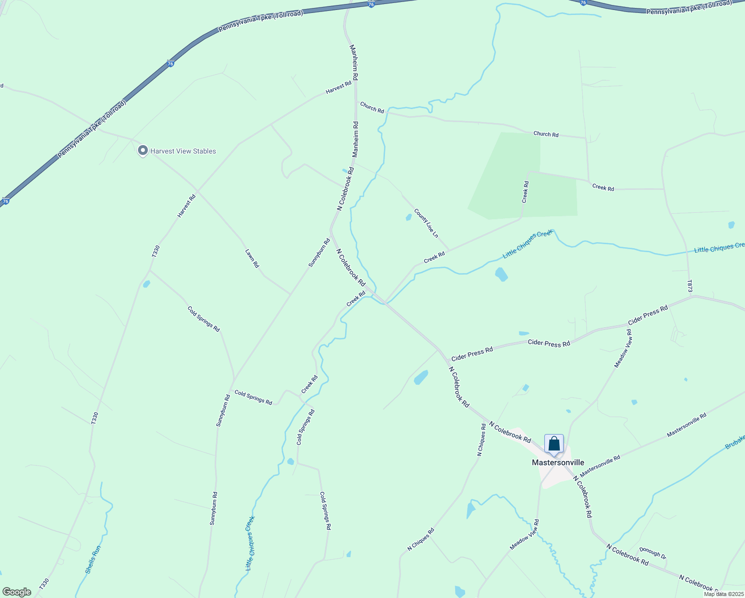 map of restaurants, bars, coffee shops, grocery stores, and more near 1061 Creek Rd in Manheim