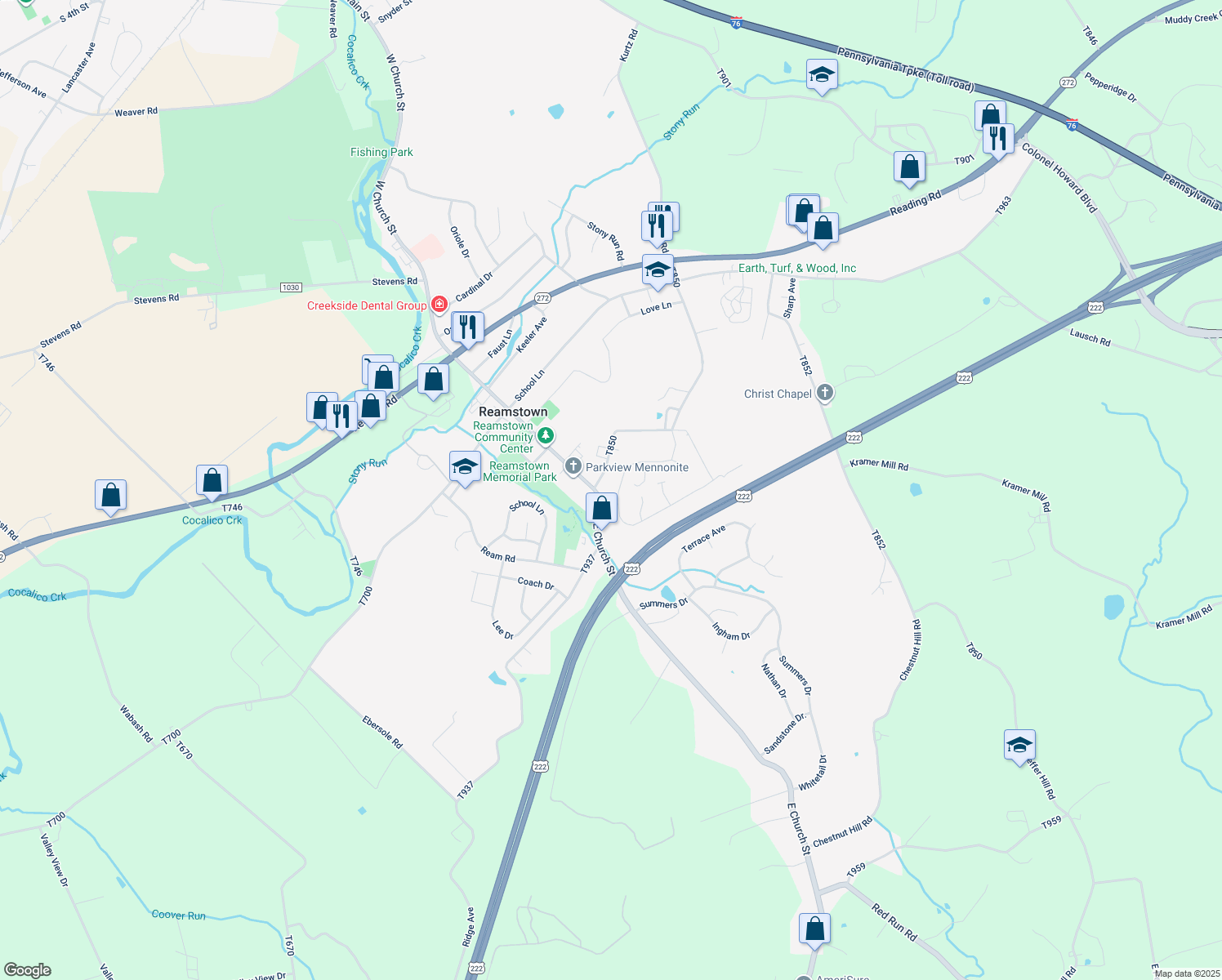 map of restaurants, bars, coffee shops, grocery stores, and more near 4 North Summit Drive in Stevens