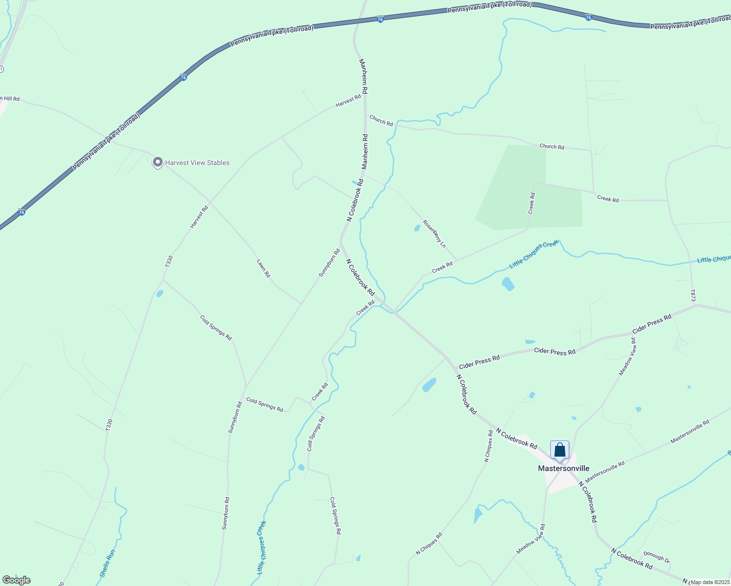map of restaurants, bars, coffee shops, grocery stores, and more near 3388 North Colebrook Road in Manheim