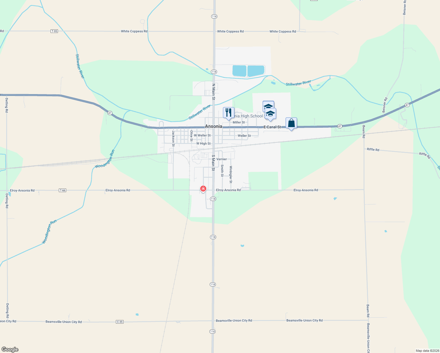 map of restaurants, bars, coffee shops, grocery stores, and more near 600 Smith St in Ansonia