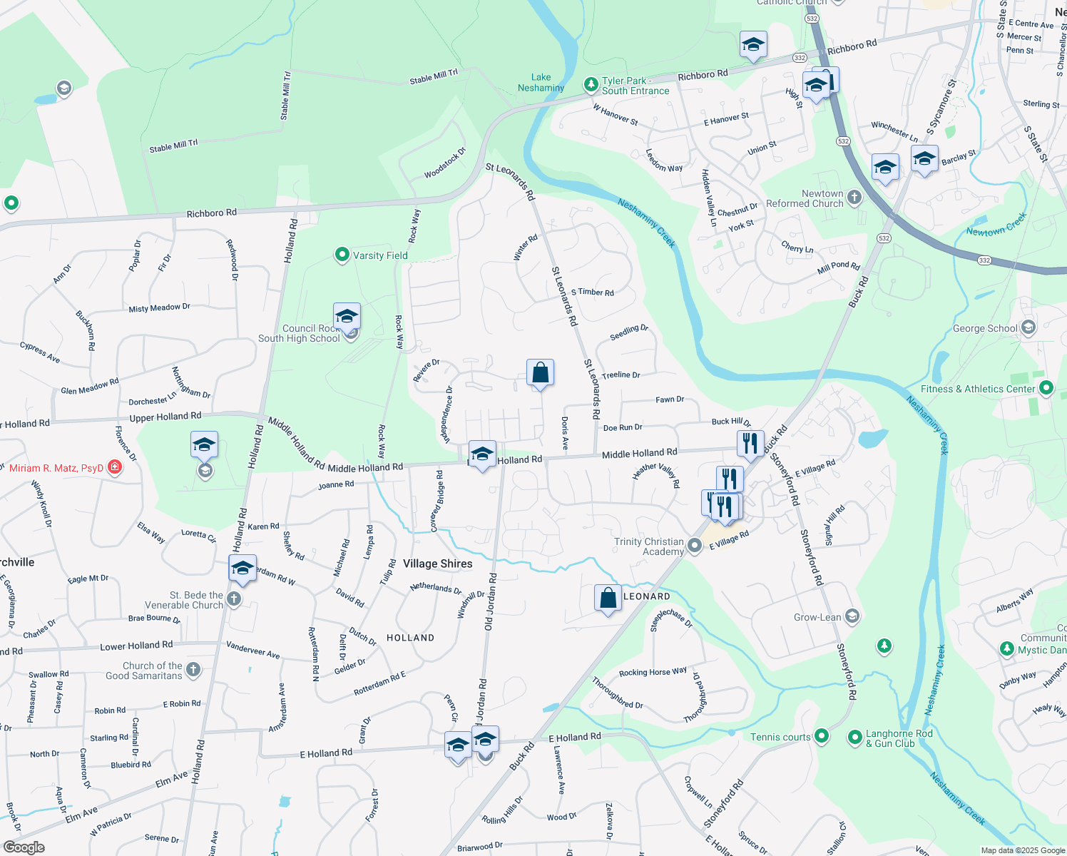 map of restaurants, bars, coffee shops, grocery stores, and more near 253 Clinton Court in Southampton