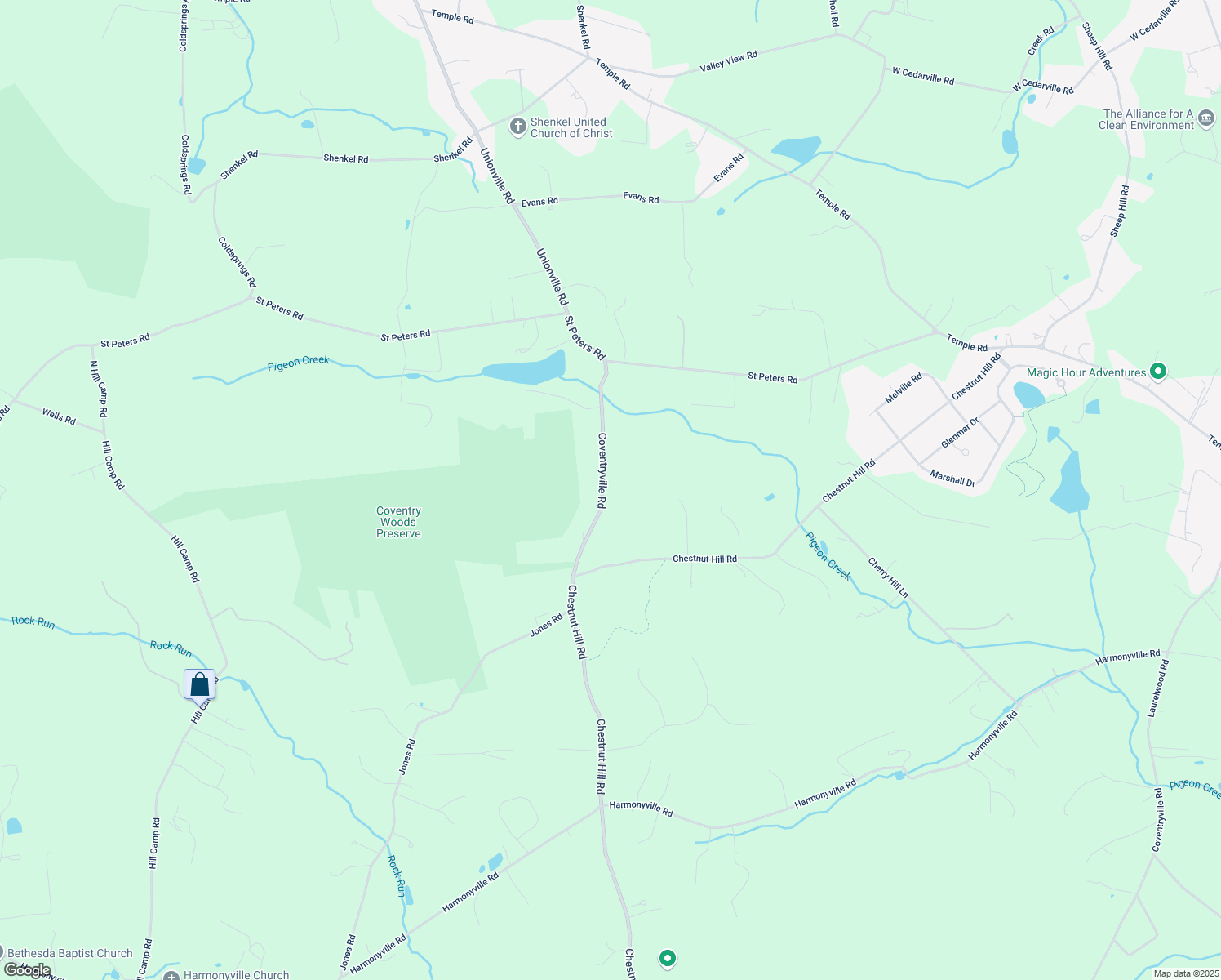map of restaurants, bars, coffee shops, grocery stores, and more near 2074 Coventryville Road in Pottstown