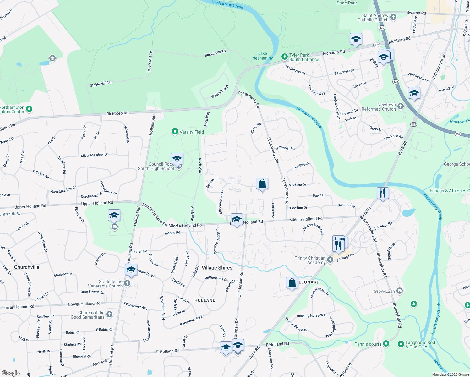 map of restaurants, bars, coffee shops, grocery stores, and more near 2301 Hopkins Court in Southampton