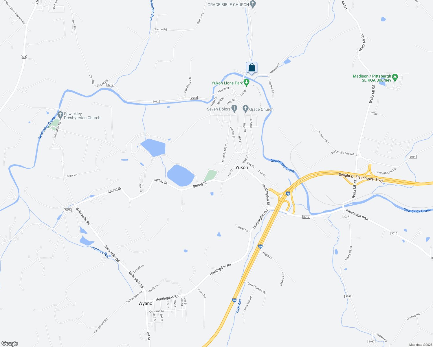 map of restaurants, bars, coffee shops, grocery stores, and more near in Yukon