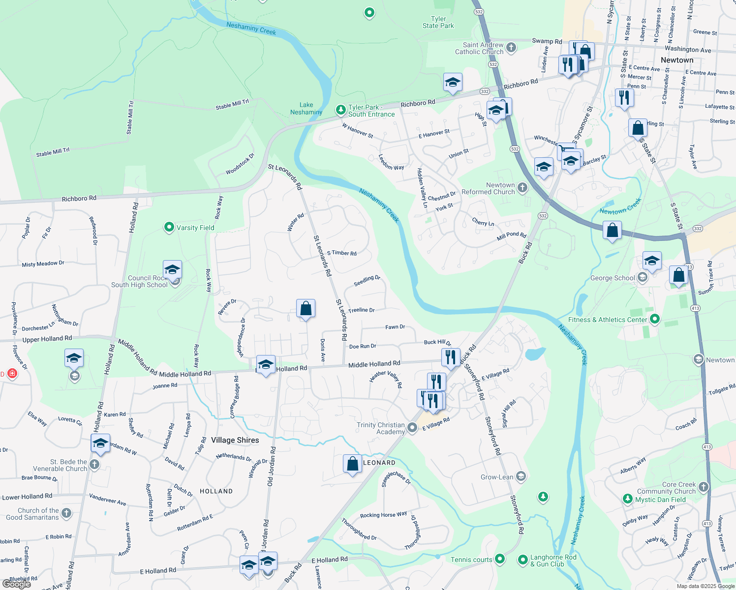 map of restaurants, bars, coffee shops, grocery stores, and more near 6 Joyce Kilmer Drive in Southampton