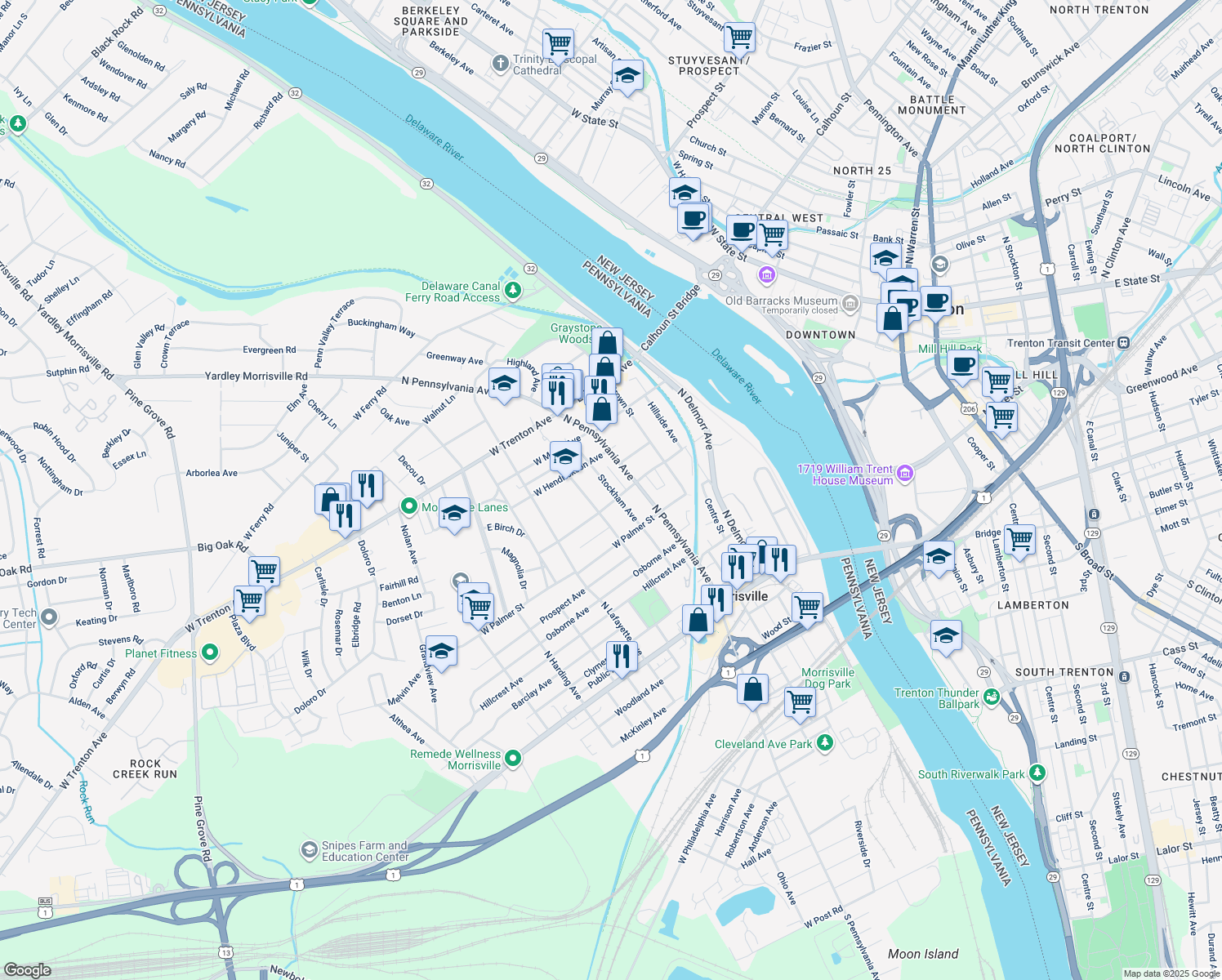 map of restaurants, bars, coffee shops, grocery stores, and more near 421 Stockham Avenue in Morrisville