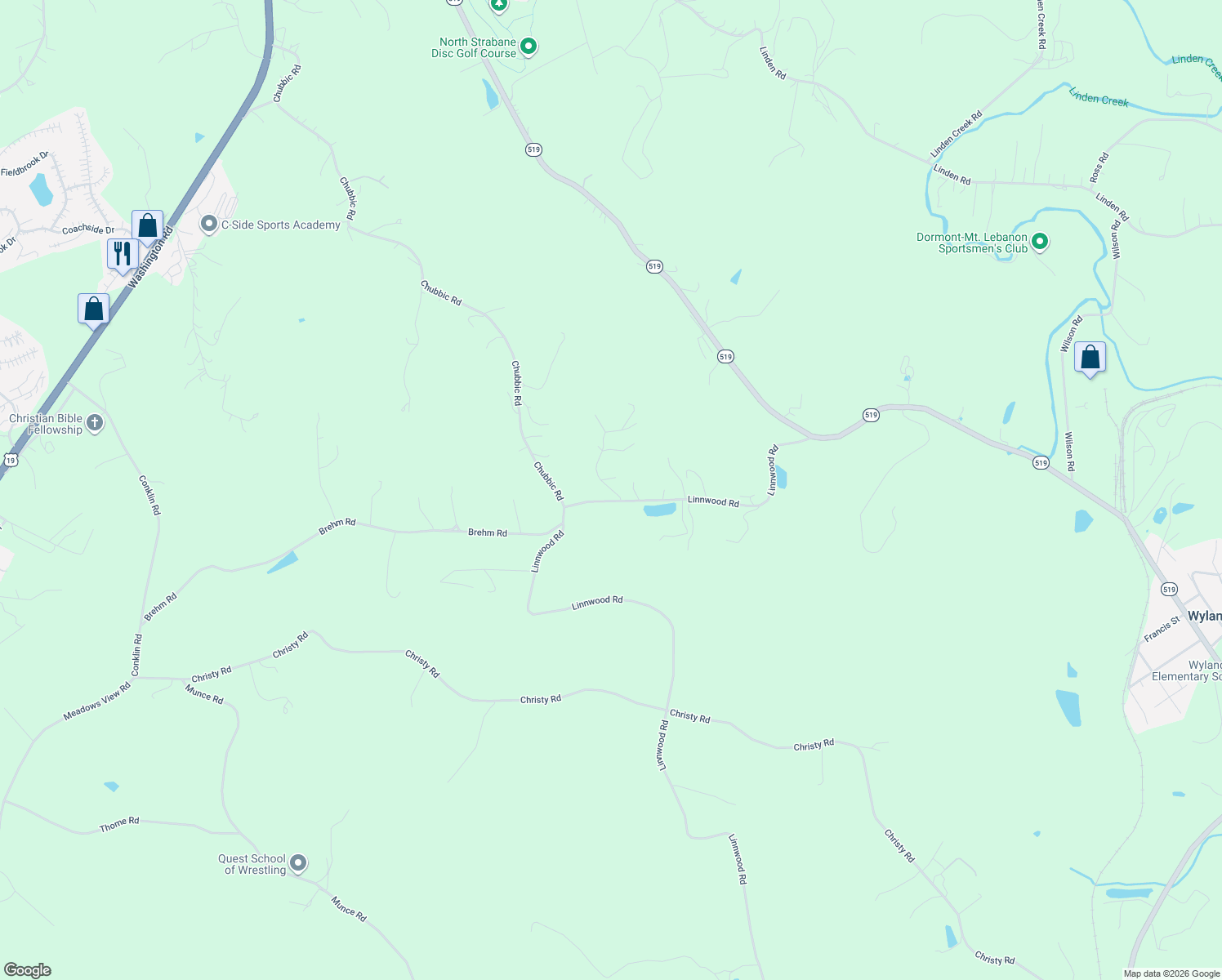 map of restaurants, bars, coffee shops, grocery stores, and more near 16 Linn Farm Road in Canonsburg