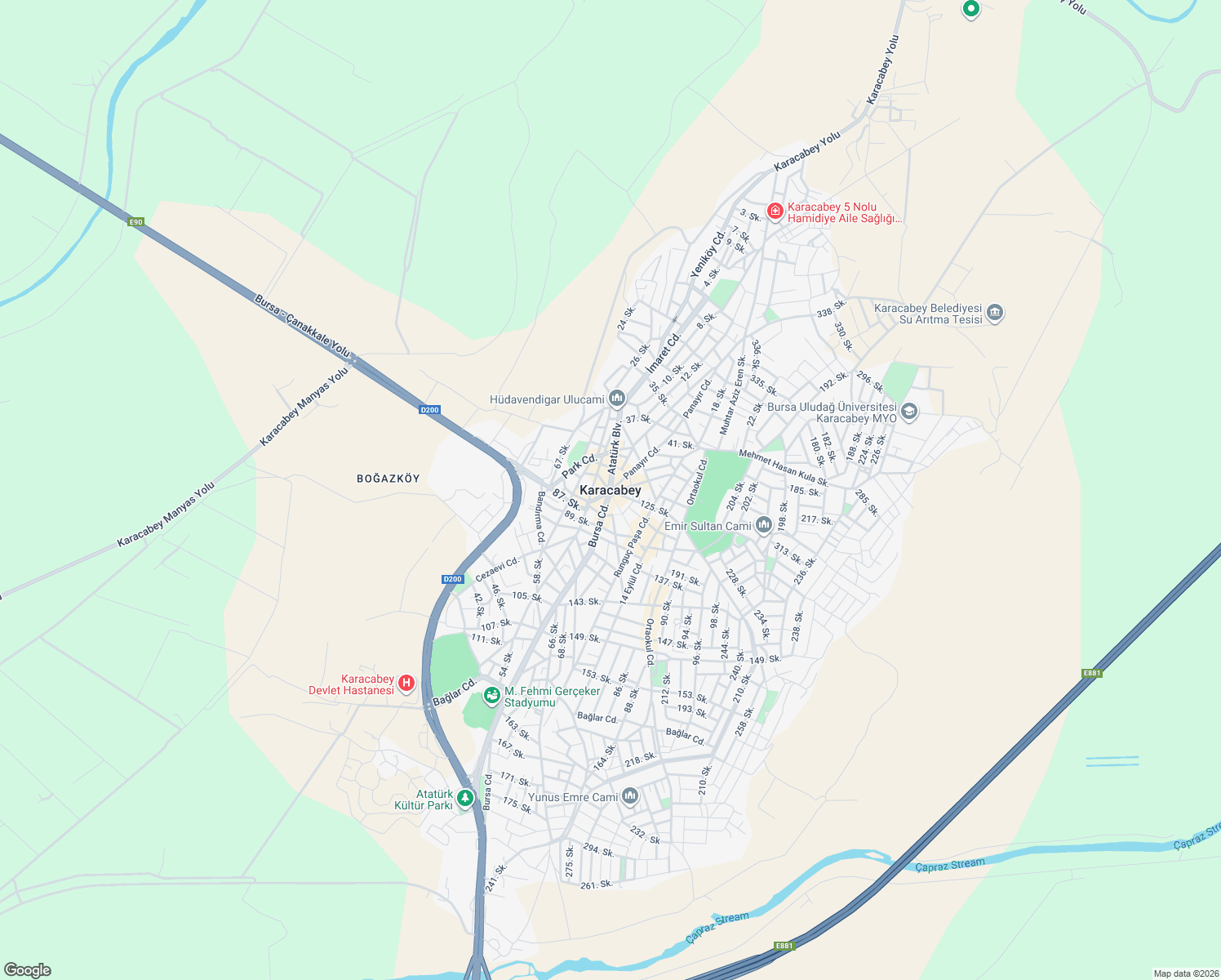 map of restaurants, bars, coffee shops, grocery stores, and more near in Karacabey