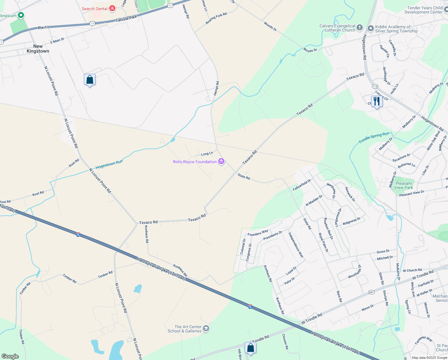 map of restaurants, bars, coffee shops, grocery stores, and more near 188 Texaco Road in Mechanicsburg