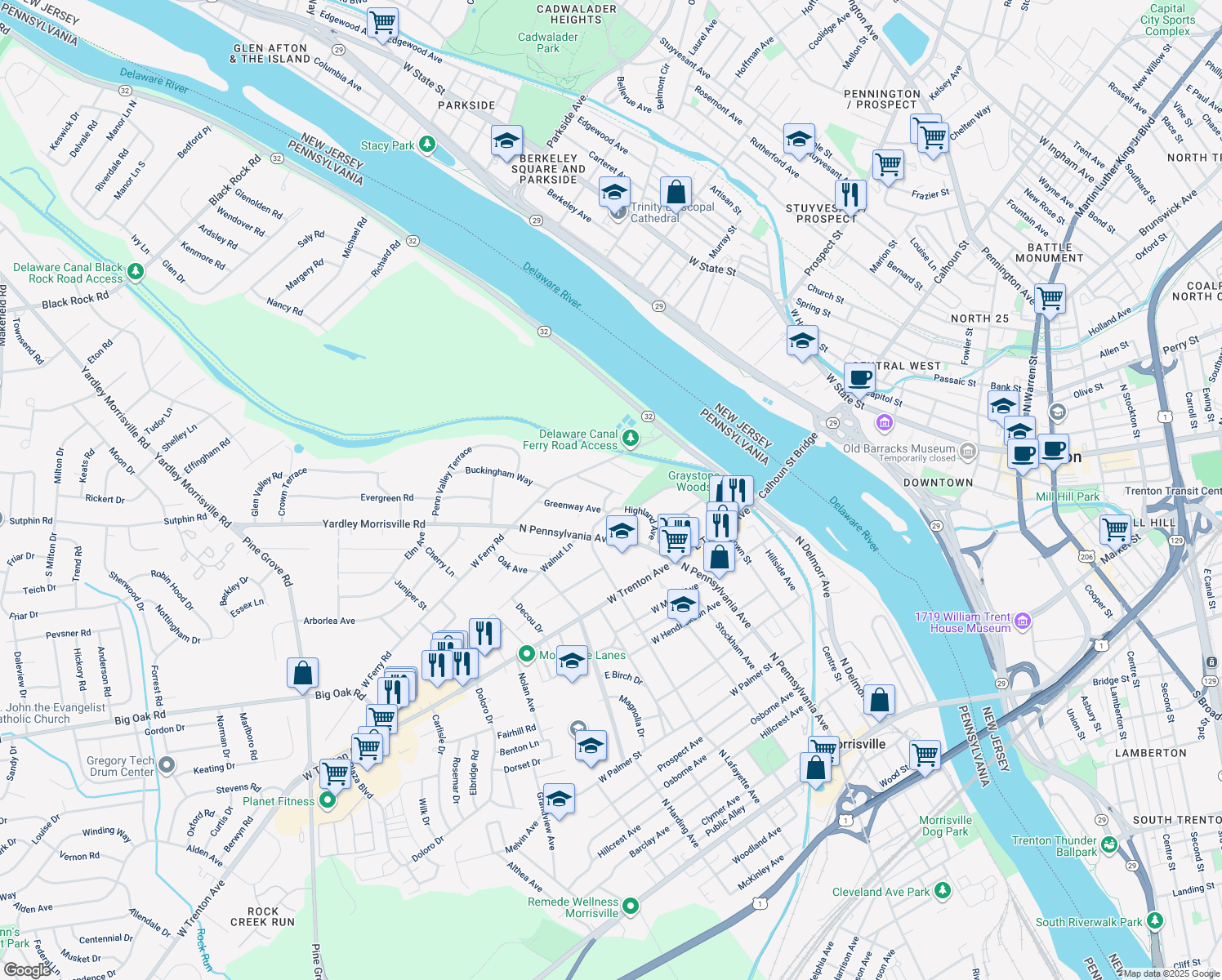 map of restaurants, bars, coffee shops, grocery stores, and more near 908 Overton Avenue in Morrisville