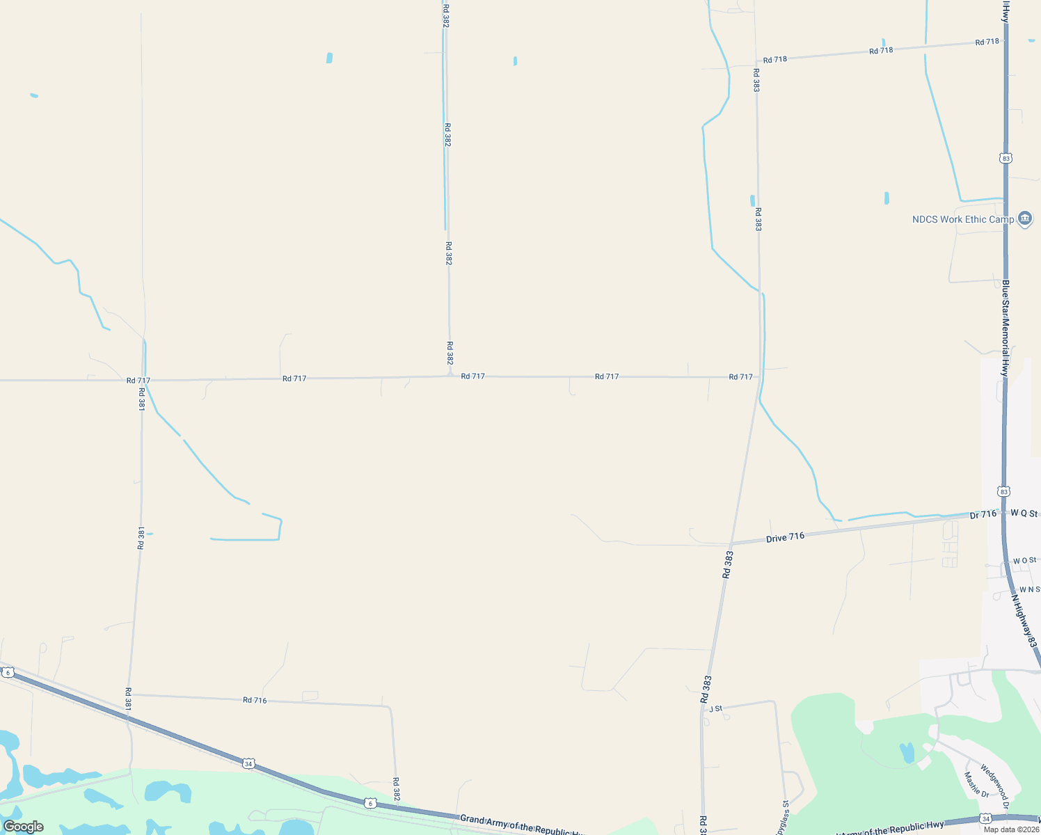 map of restaurants, bars, coffee shops, grocery stores, and more near 38236 Road 717 in McCook