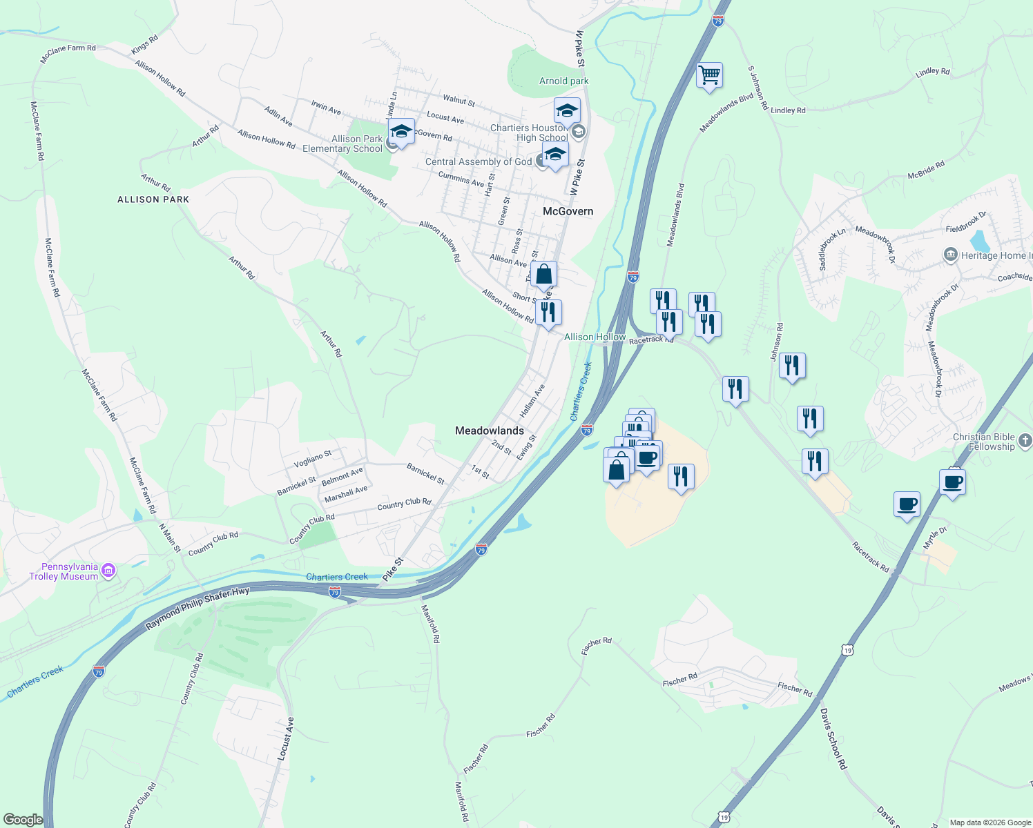 map of restaurants, bars, coffee shops, grocery stores, and more near 275 Hallam Road in Washington