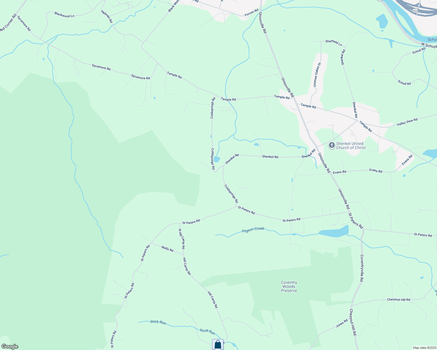 map of restaurants, bars, coffee shops, grocery stores, and more near 1725 Coldsprings Road in Pottstown