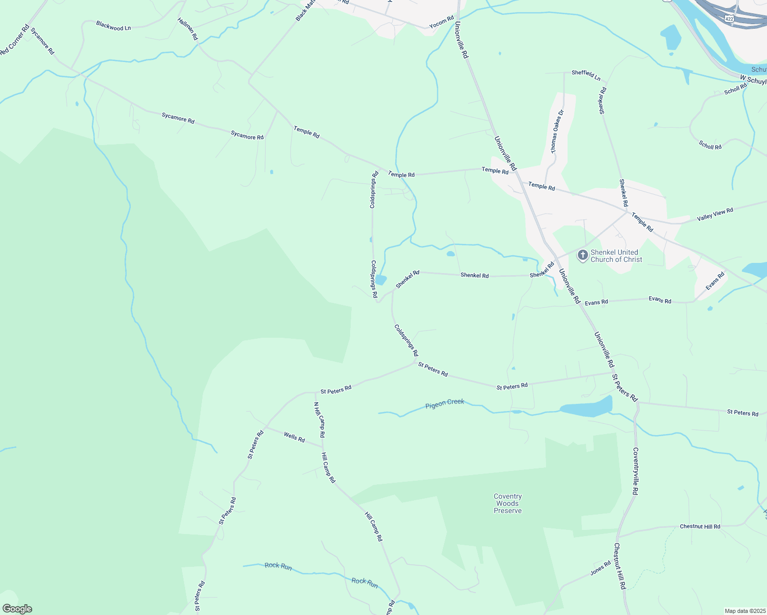 map of restaurants, bars, coffee shops, grocery stores, and more near 1725 Coldsprings Road in Pottstown