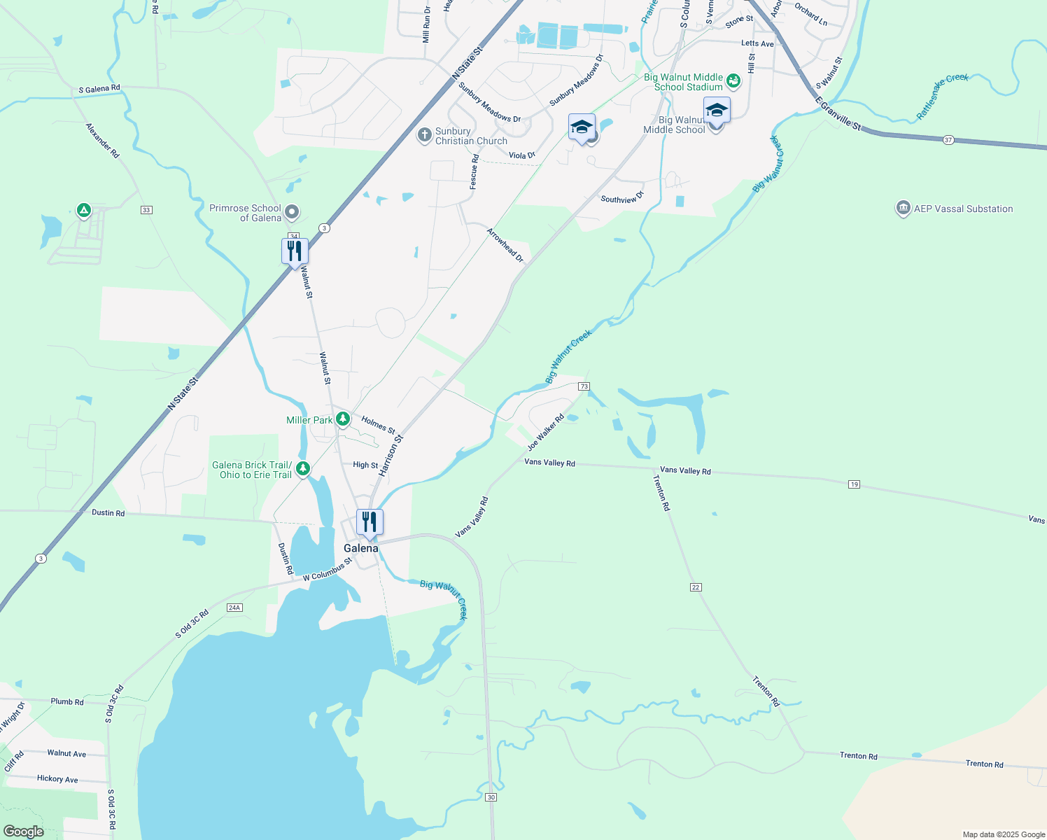 map of restaurants, bars, coffee shops, grocery stores, and more near 433 Melimare Dr in Galena