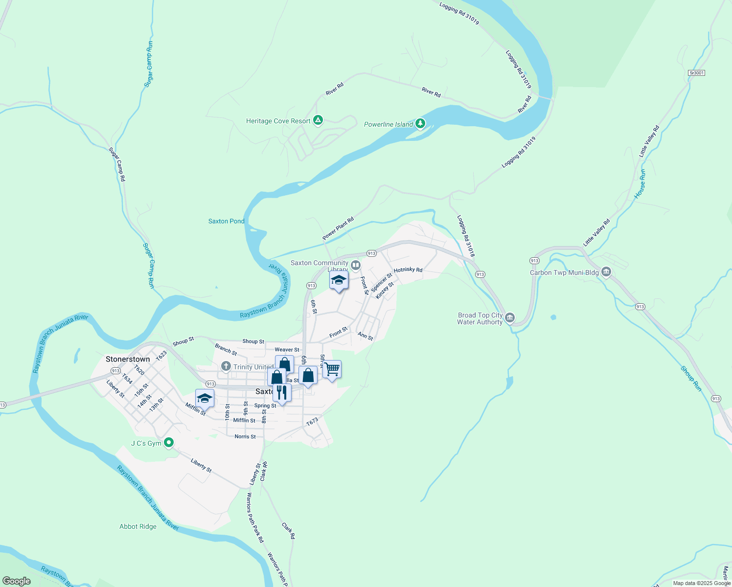 map of restaurants, bars, coffee shops, grocery stores, and more near 182 Figard St in Saxton