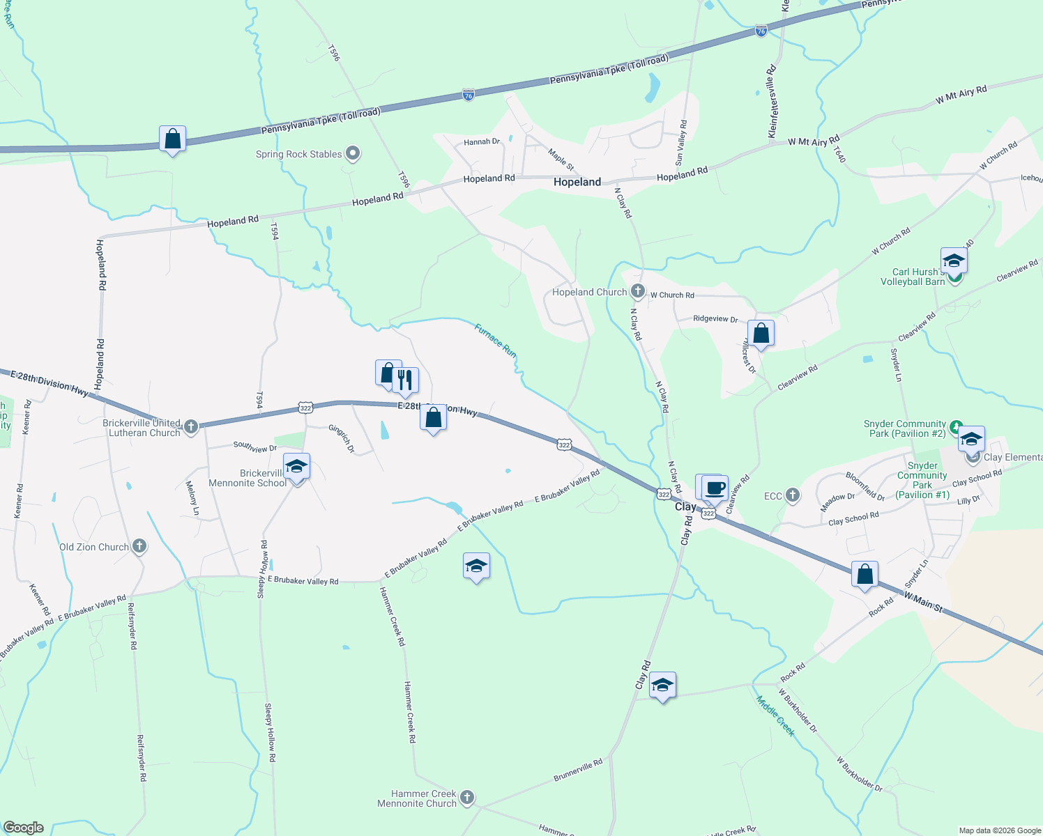 map of restaurants, bars, coffee shops, grocery stores, and more near 637 E 28th Division Hwy in Lititz