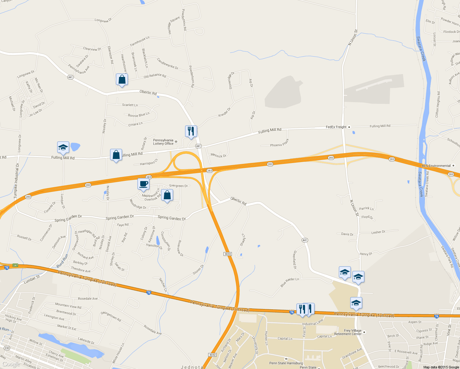 map of restaurants, bars, coffee shops, grocery stores, and more near 834 Oberlin Road in Middletown