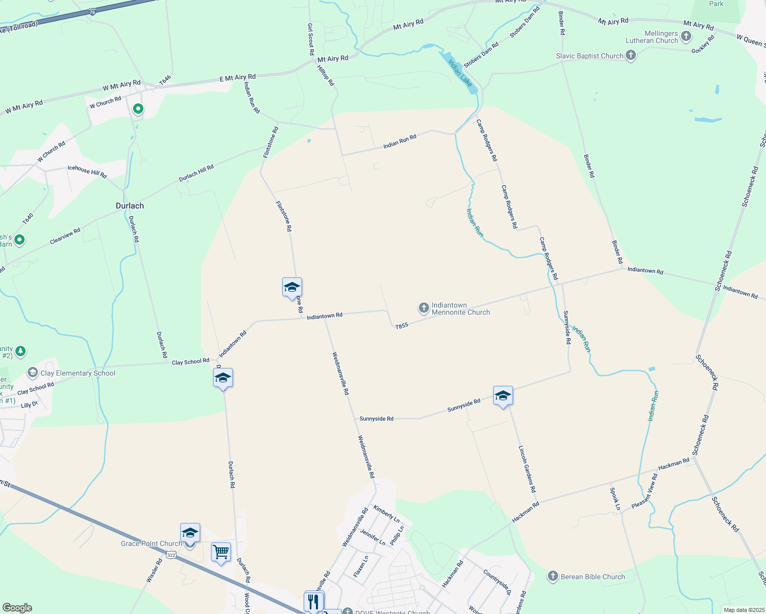 map of restaurants, bars, coffee shops, grocery stores, and more near 185 Indiantown Rd in Ephrata