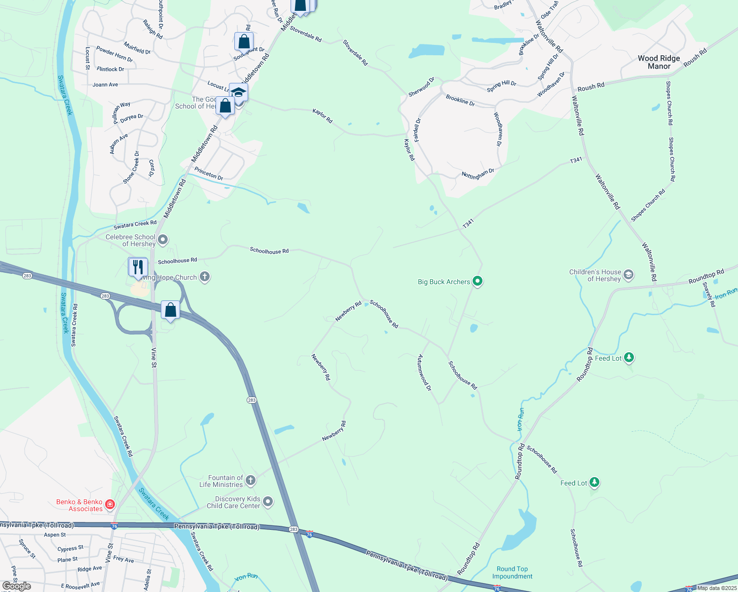 map of restaurants, bars, coffee shops, grocery stores, and more near 2360 Schoolhouse Road in Middletown