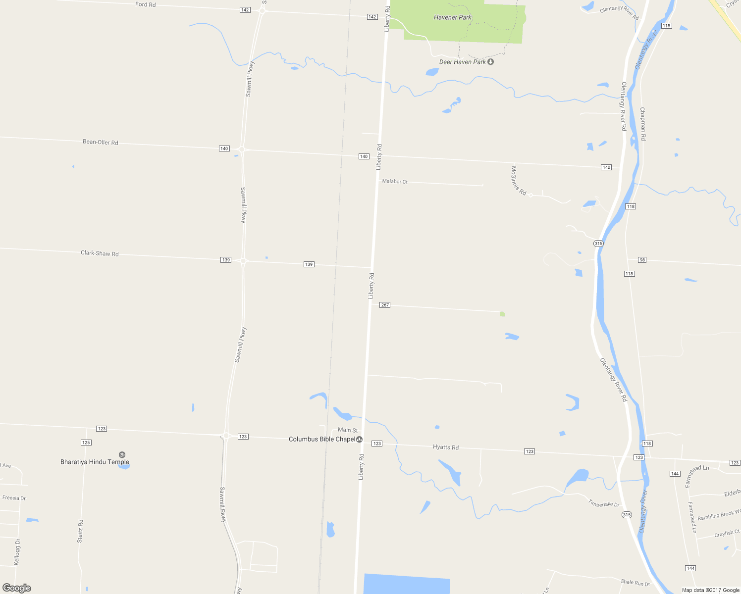 map of restaurants, bars, coffee shops, grocery stores, and more near 5401 Liberty Road in Powell