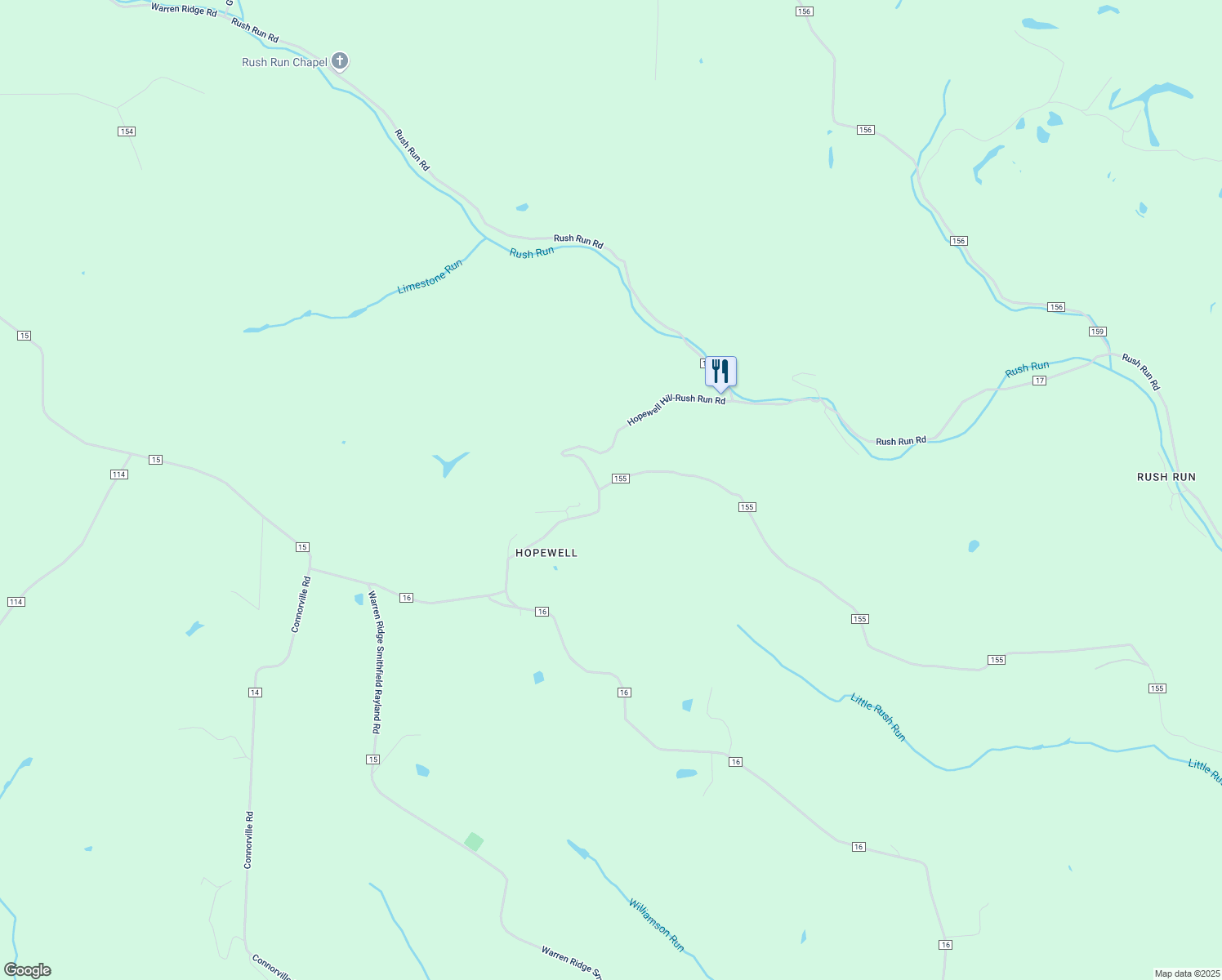 map of restaurants, bars, coffee shops, grocery stores, and more near 49 Township Road 155 in Rayland