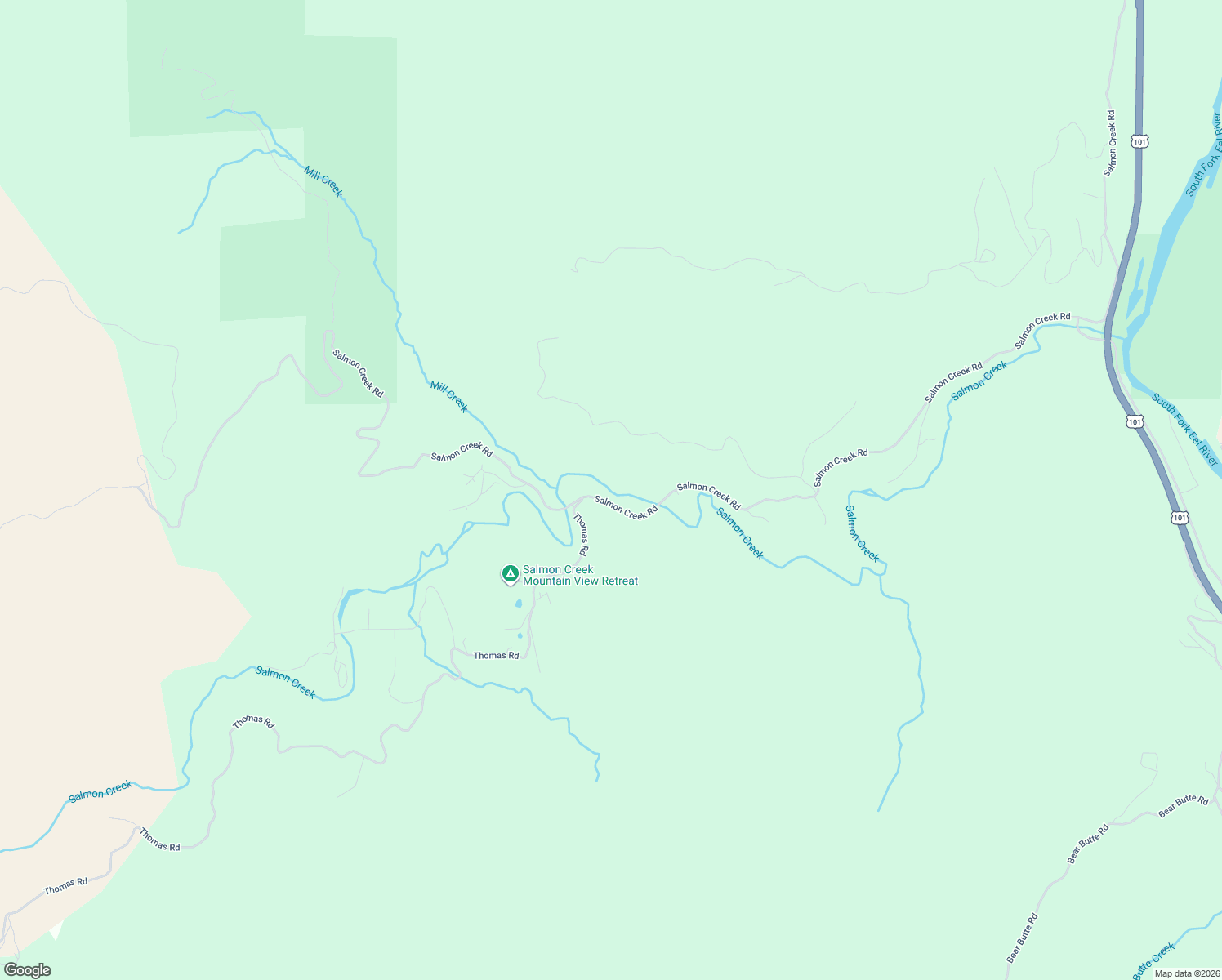 map of restaurants, bars, coffee shops, grocery stores, and more near 4751 Salmon Creek Road in Miranda