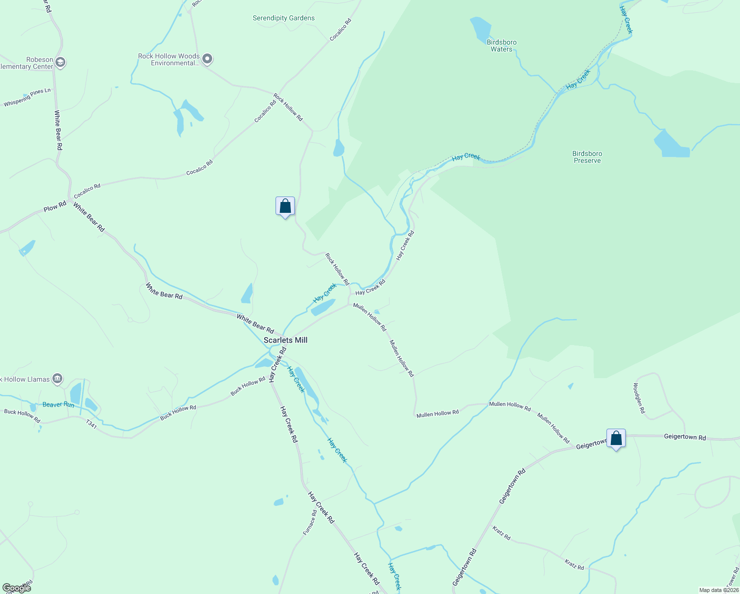 map of restaurants, bars, coffee shops, grocery stores, and more near 2343 Hay Creek Road in Birdsboro