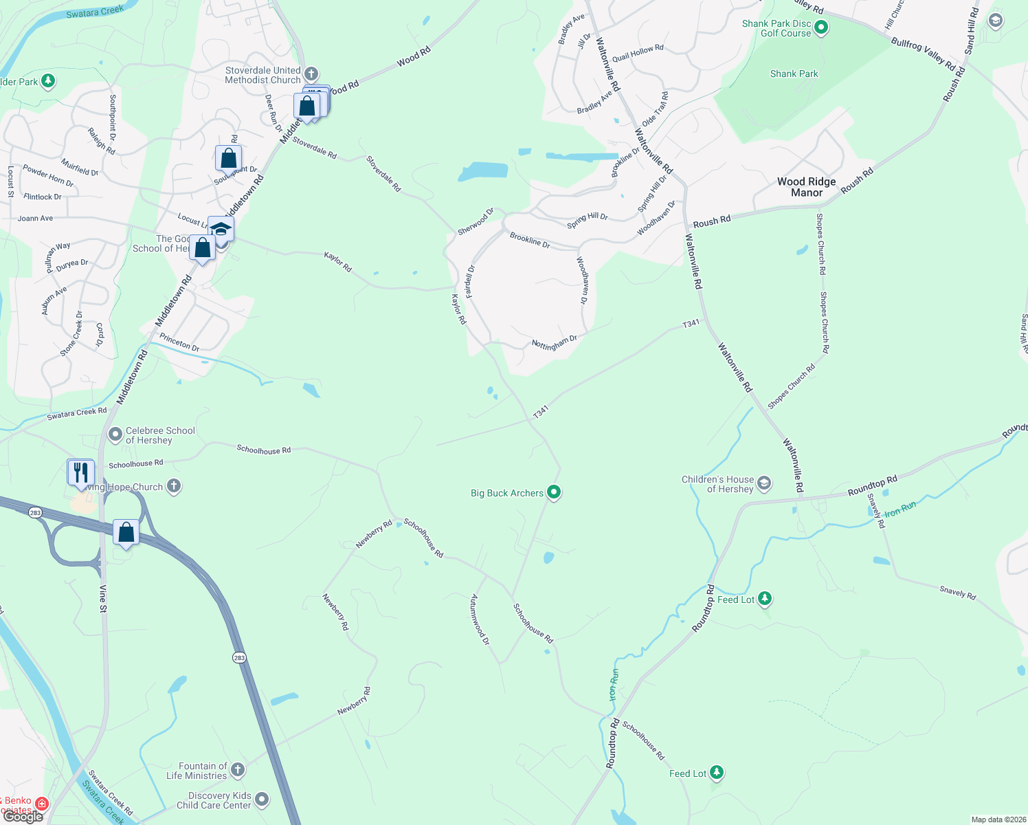 map of restaurants, bars, coffee shops, grocery stores, and more near 1412 Kaylor Rd in Hummelstown