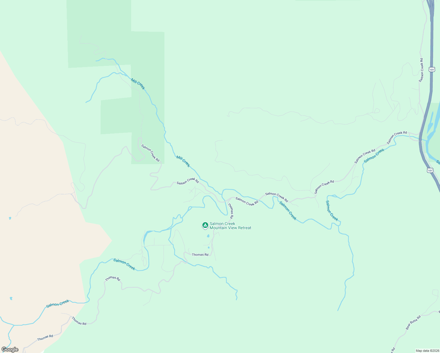 map of restaurants, bars, coffee shops, grocery stores, and more near 3222 Salmon Creek Road in Miranda