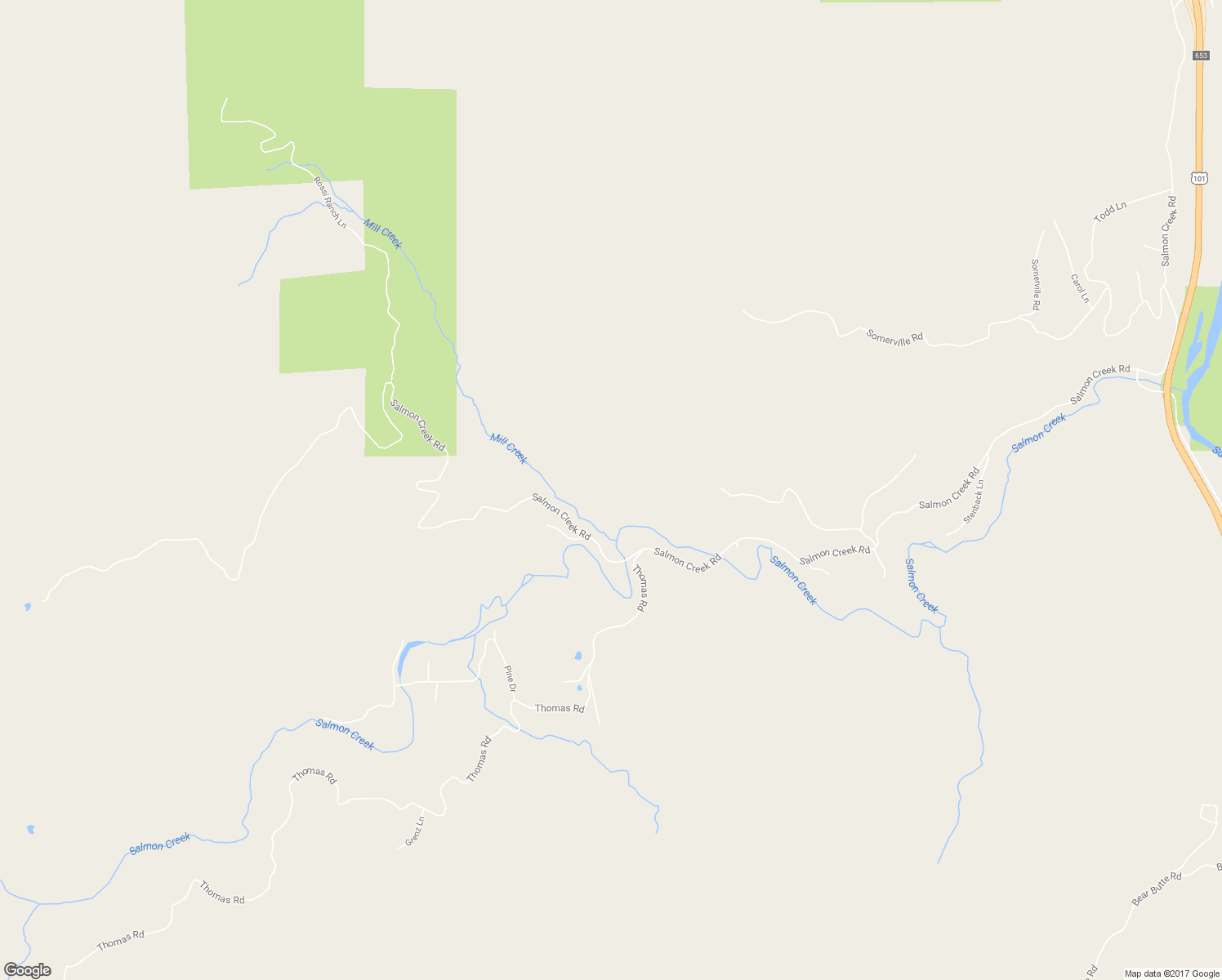 map of restaurants, bars, coffee shops, grocery stores, and more near 3222 Salmon Creek Road in Miranda