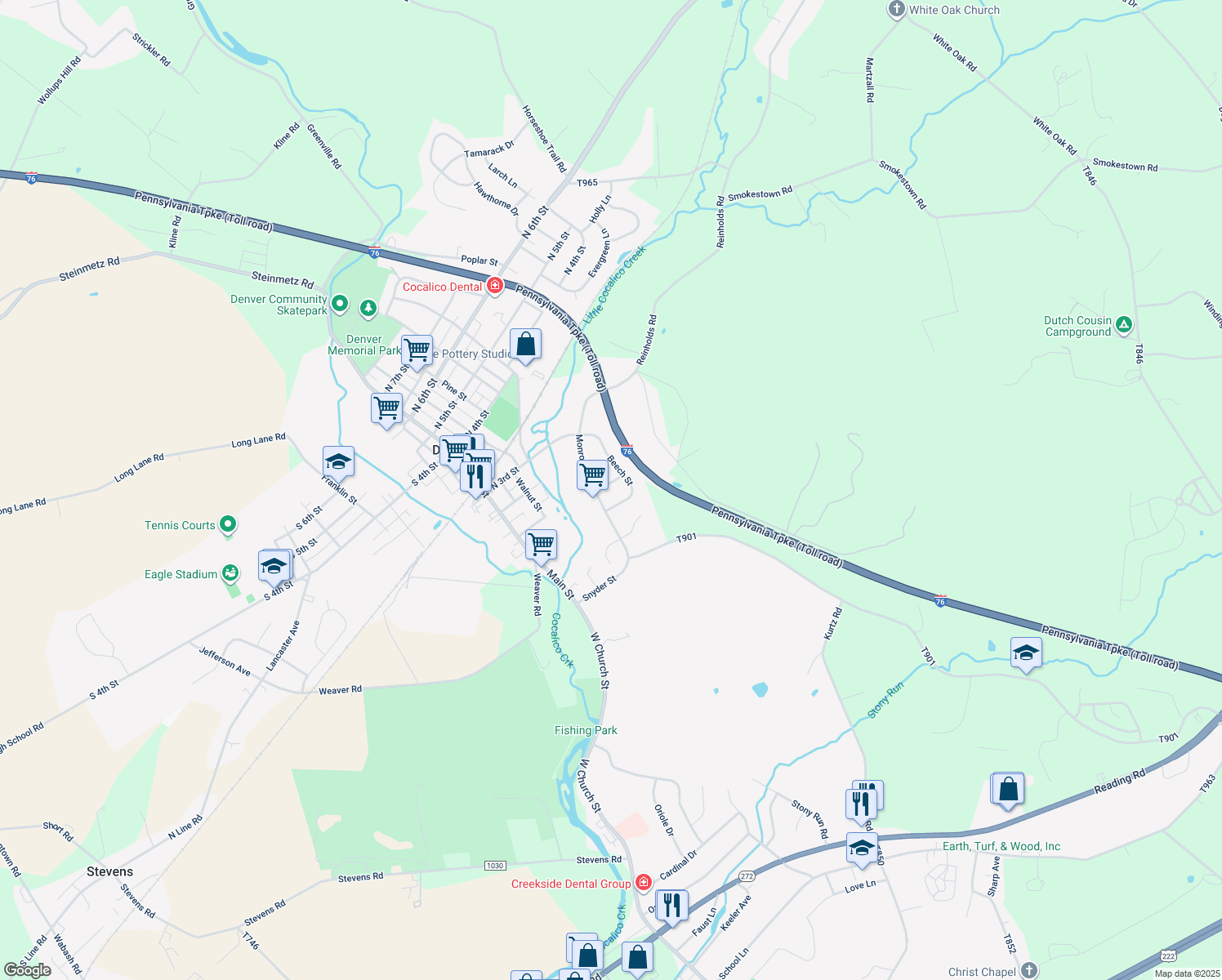 map of restaurants, bars, coffee shops, grocery stores, and more near 119 Birch Street in Denver