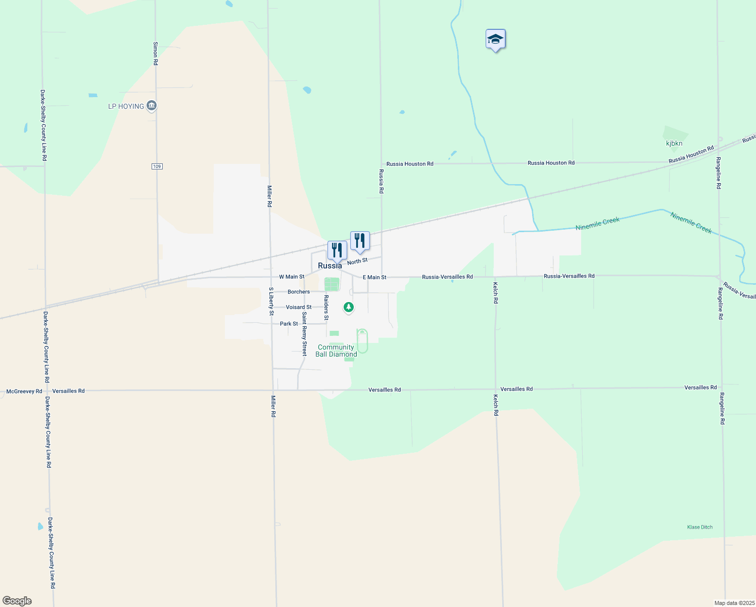 map of restaurants, bars, coffee shops, grocery stores, and more near 236 Elizabeth Drive in Russia