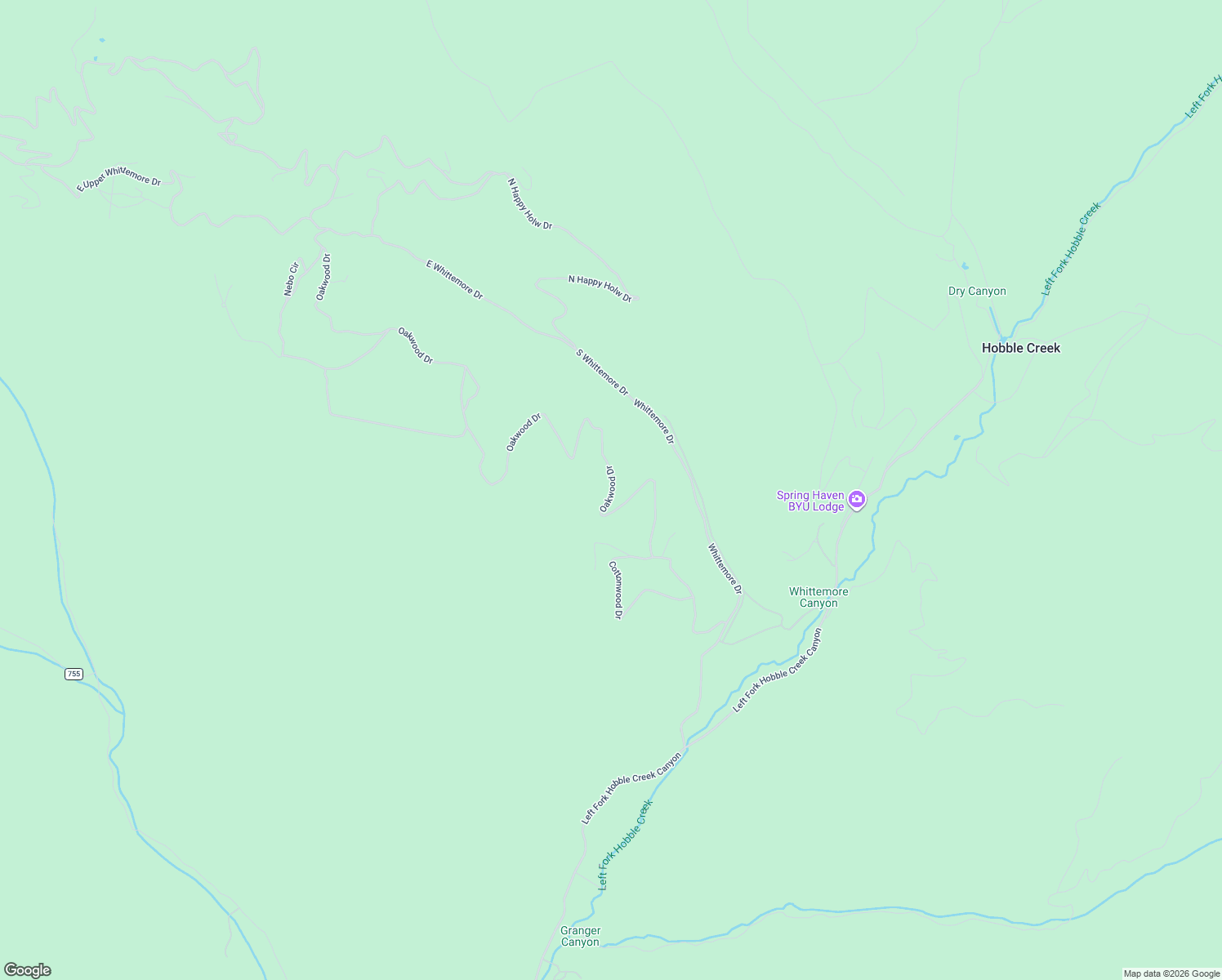 map of restaurants, bars, coffee shops, grocery stores, and more near Oakwood Drive in Springville