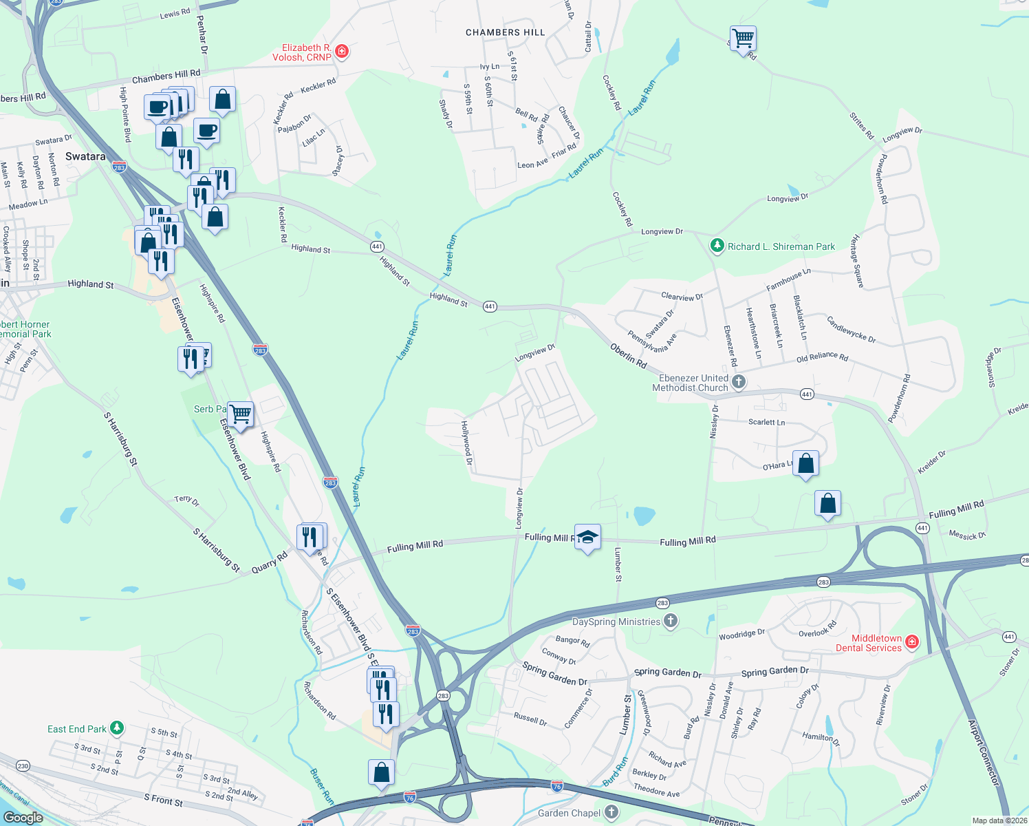 map of restaurants, bars, coffee shops, grocery stores, and more near 24 Joseph Drive in Middletown