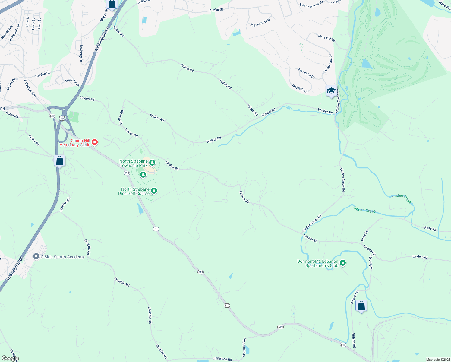 map of restaurants, bars, coffee shops, grocery stores, and more near 291 Linden Road in Canonsburg