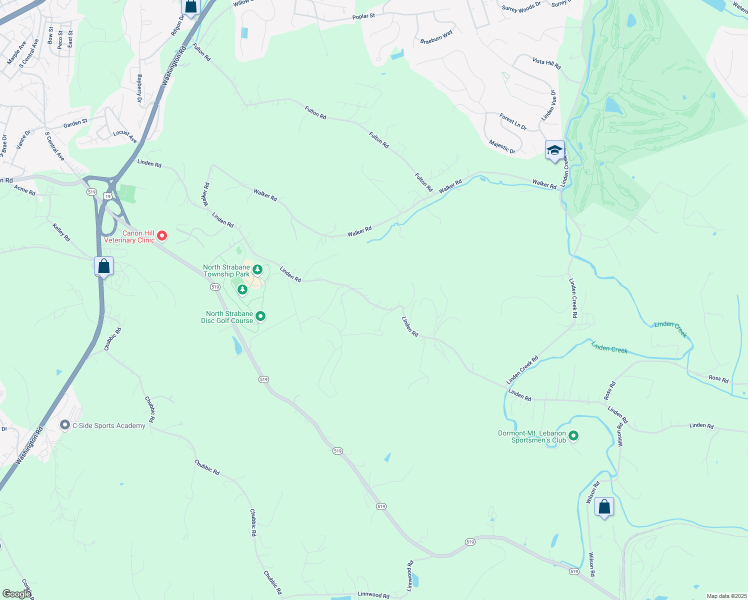 map of restaurants, bars, coffee shops, grocery stores, and more near 291 Linden Road in Canonsburg